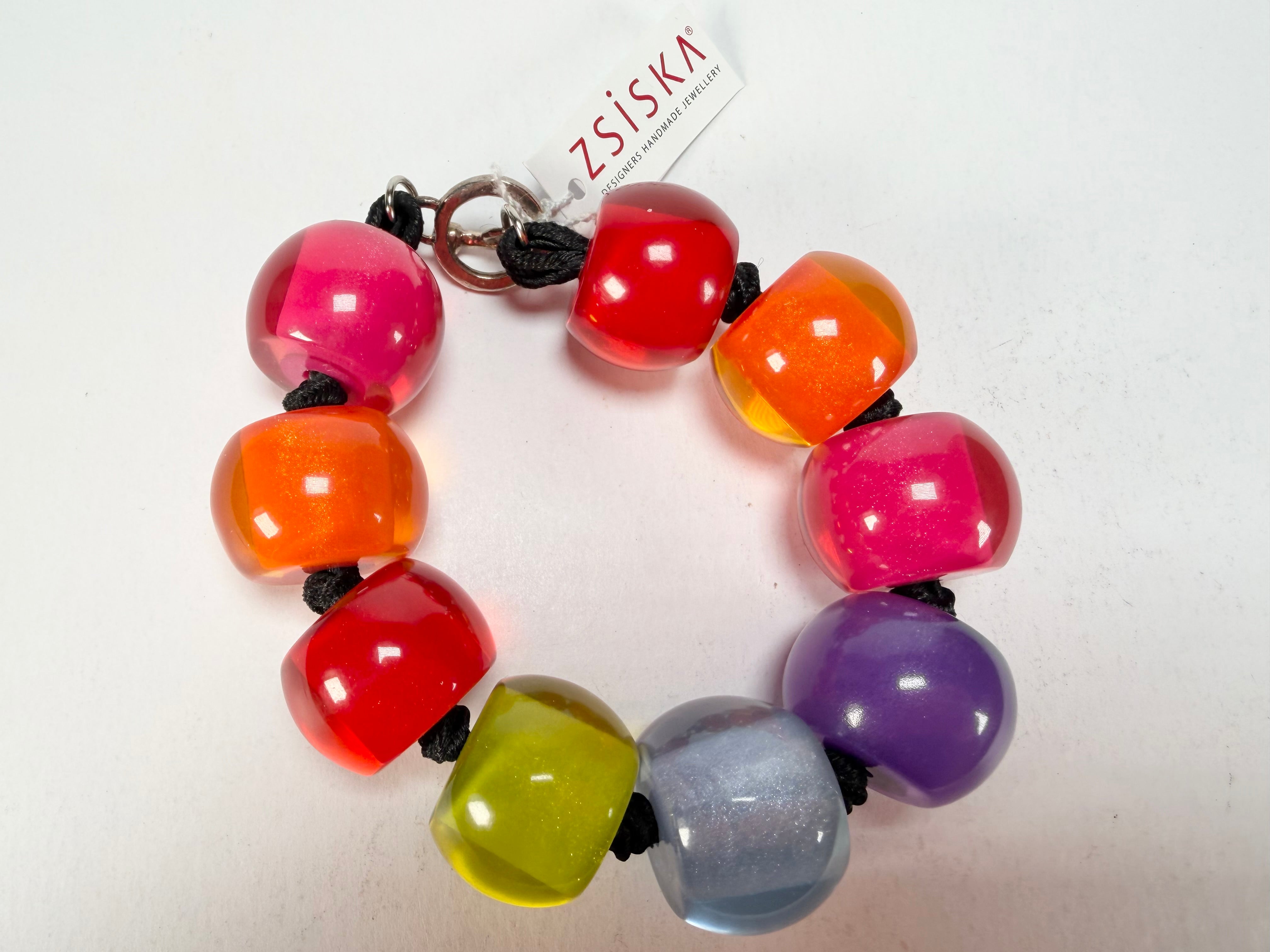 Zsiska - Colourful Beads Spectrum 9 Medium Bead Resin Bracelet ( 0000000000 )