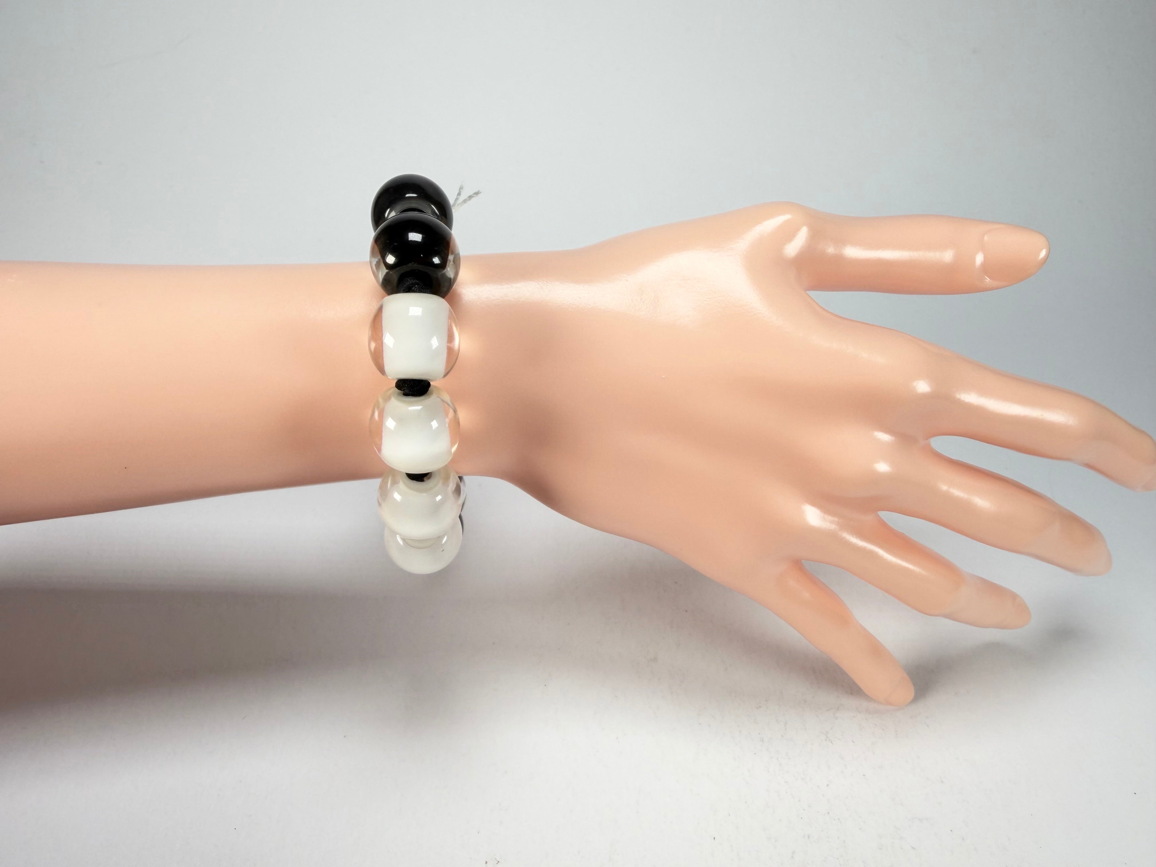 Zsiska - Colourful Beads Black & White 13 Small Bead Resin Bracelet ( 40103100958Q13 )