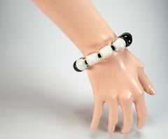 Zsiska - Colourful Beads Black & White 13 Small Bead Resin Bracelet ( 40103100958Q13 )