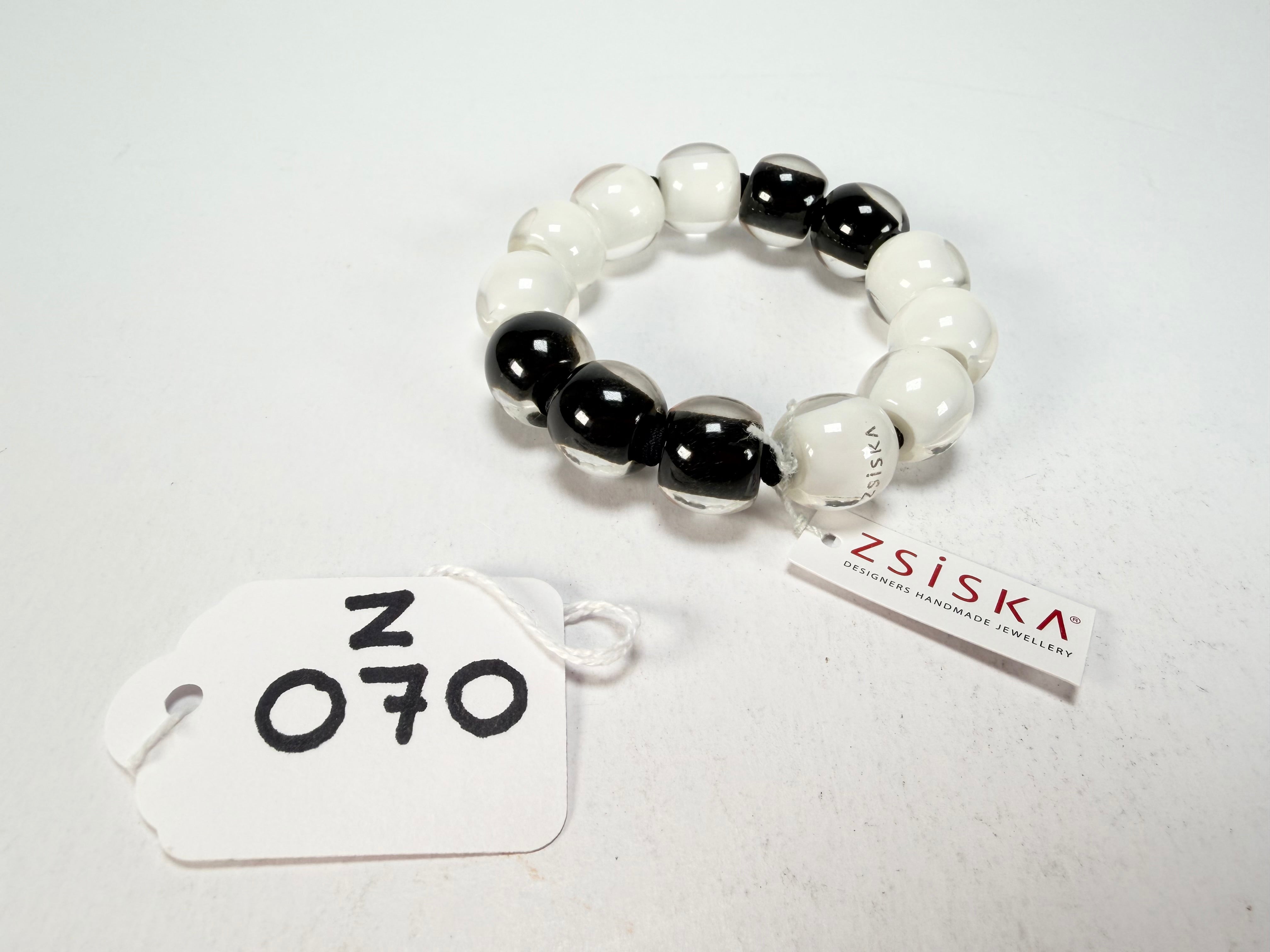 Zsiska - Colourful Beads Black & White 13 Small Bead Resin Bracelet ( 40103100958Q13 )