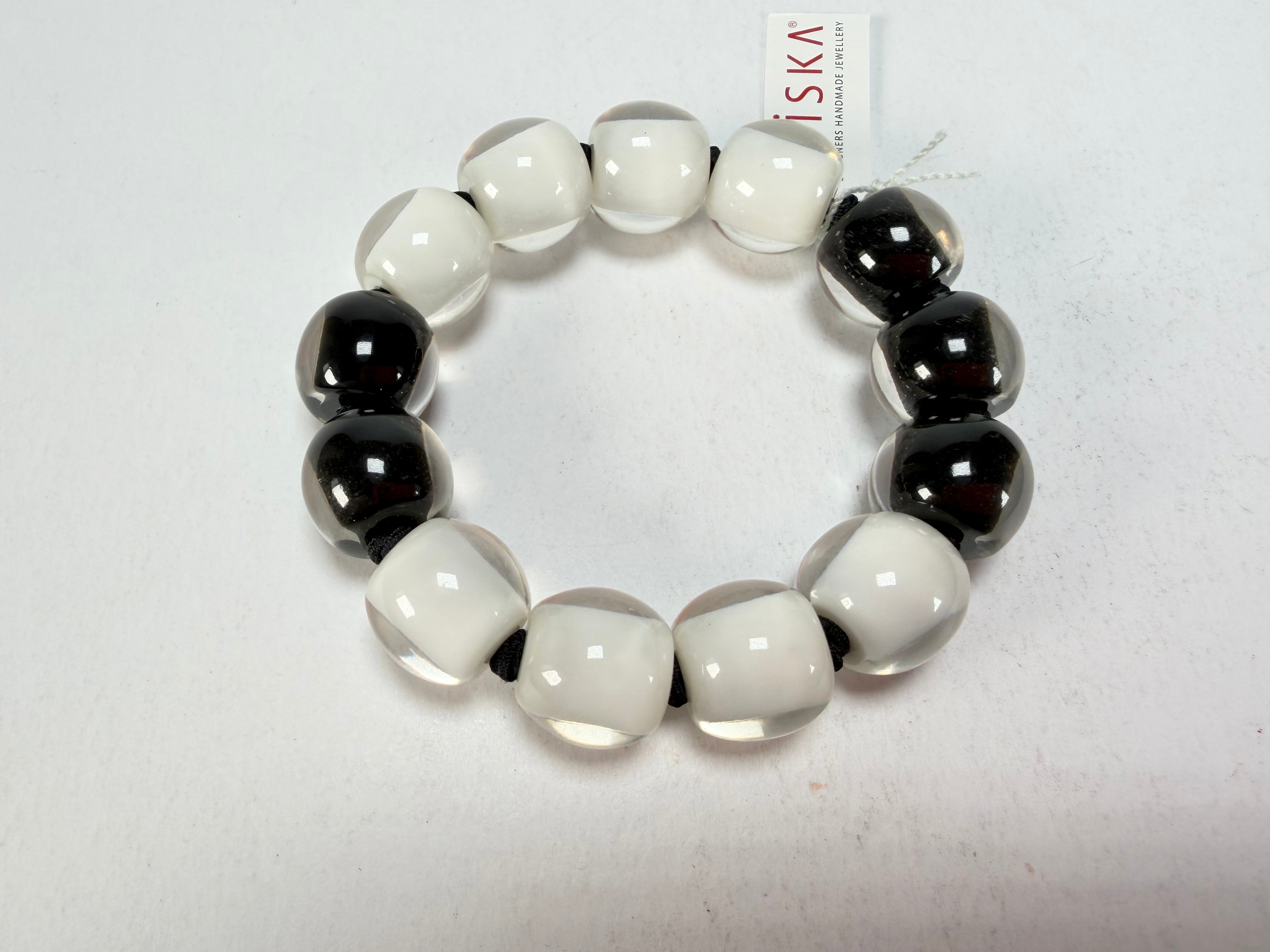 Zsiska - Colourful Beads Black & White 13 Small Bead Resin Bracelet ( 40103100958Q13 )