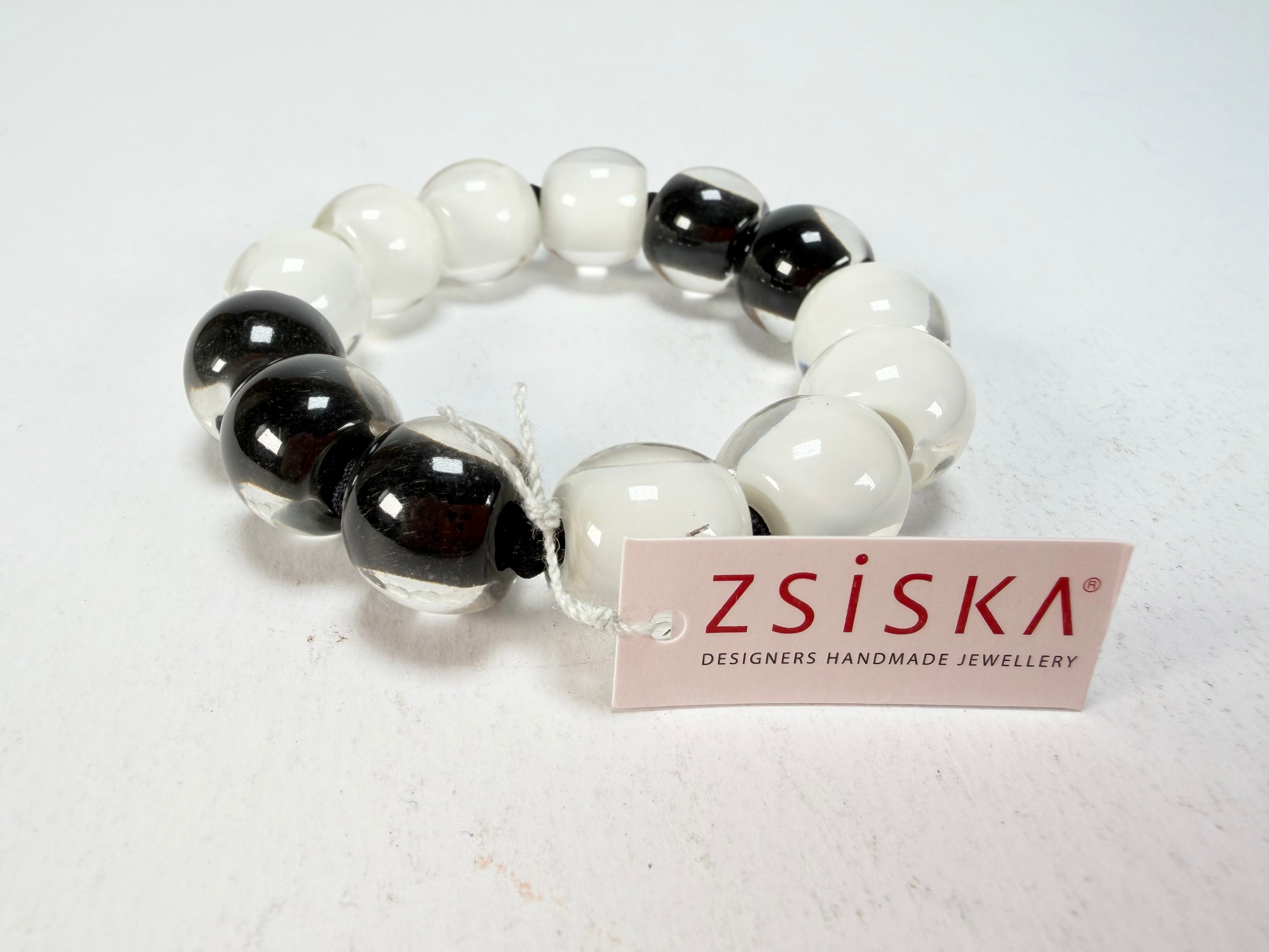 Zsiska - Colourful Beads Black & White 13 Small Bead Resin Bracelet ( 40103100958Q13 )