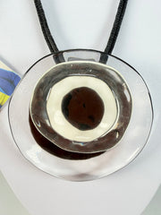 Zsiska - Flora "Prue Leith" Black & White Single Bead Resin Necklace ( P070201FLO1300 )