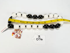 Zsiska - Colourful Beads 20 Bead Black & White Resin Necklace ( 40101170958Q20 )