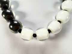 Zsiska - Colourful Beads 20 Bead Black & White Resin Necklace ( 40101170958Q20 )