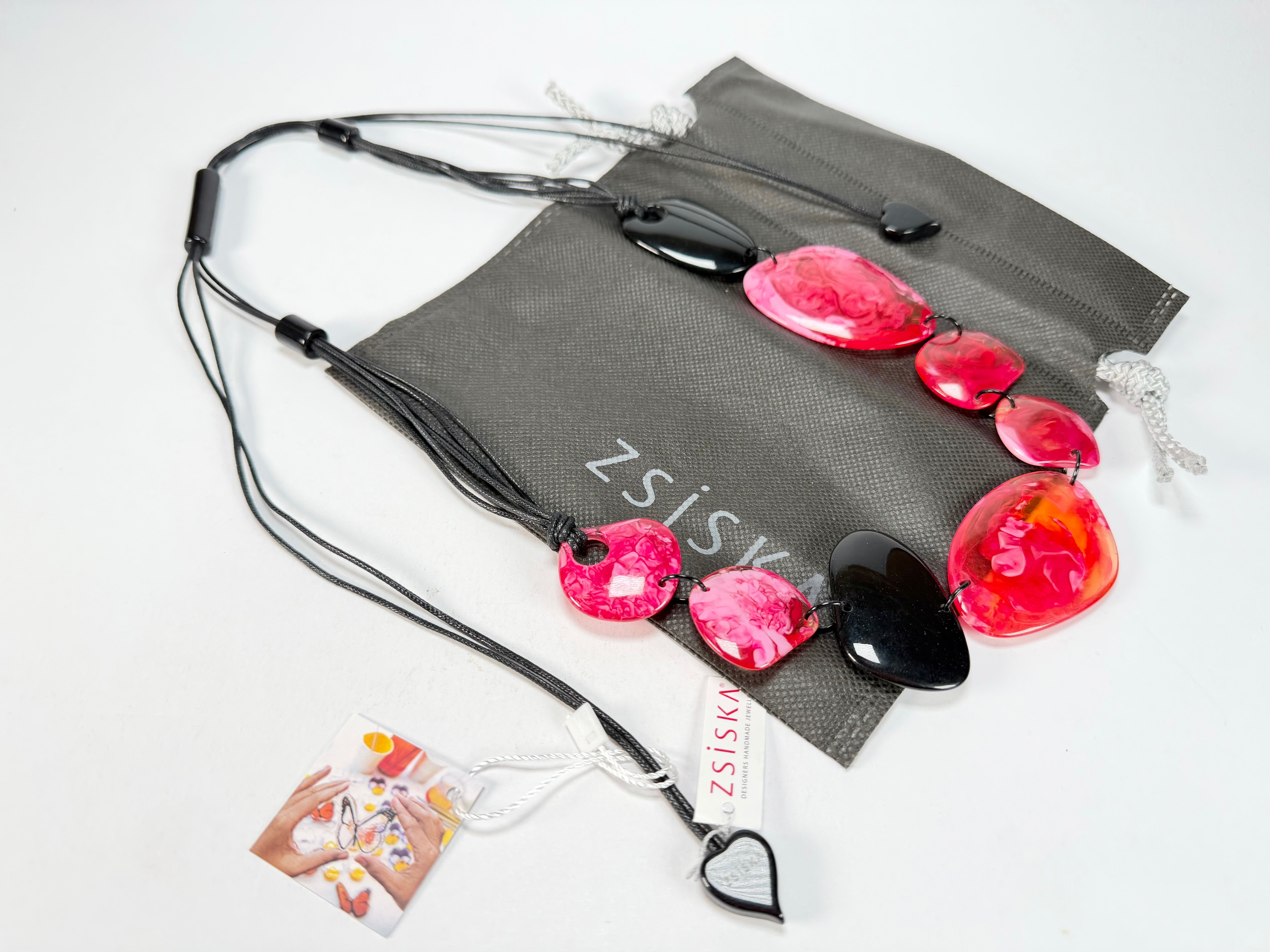 Zsiska - Bali 8 Bead Red Resin Necklace ( 7450101REDDQ08 )