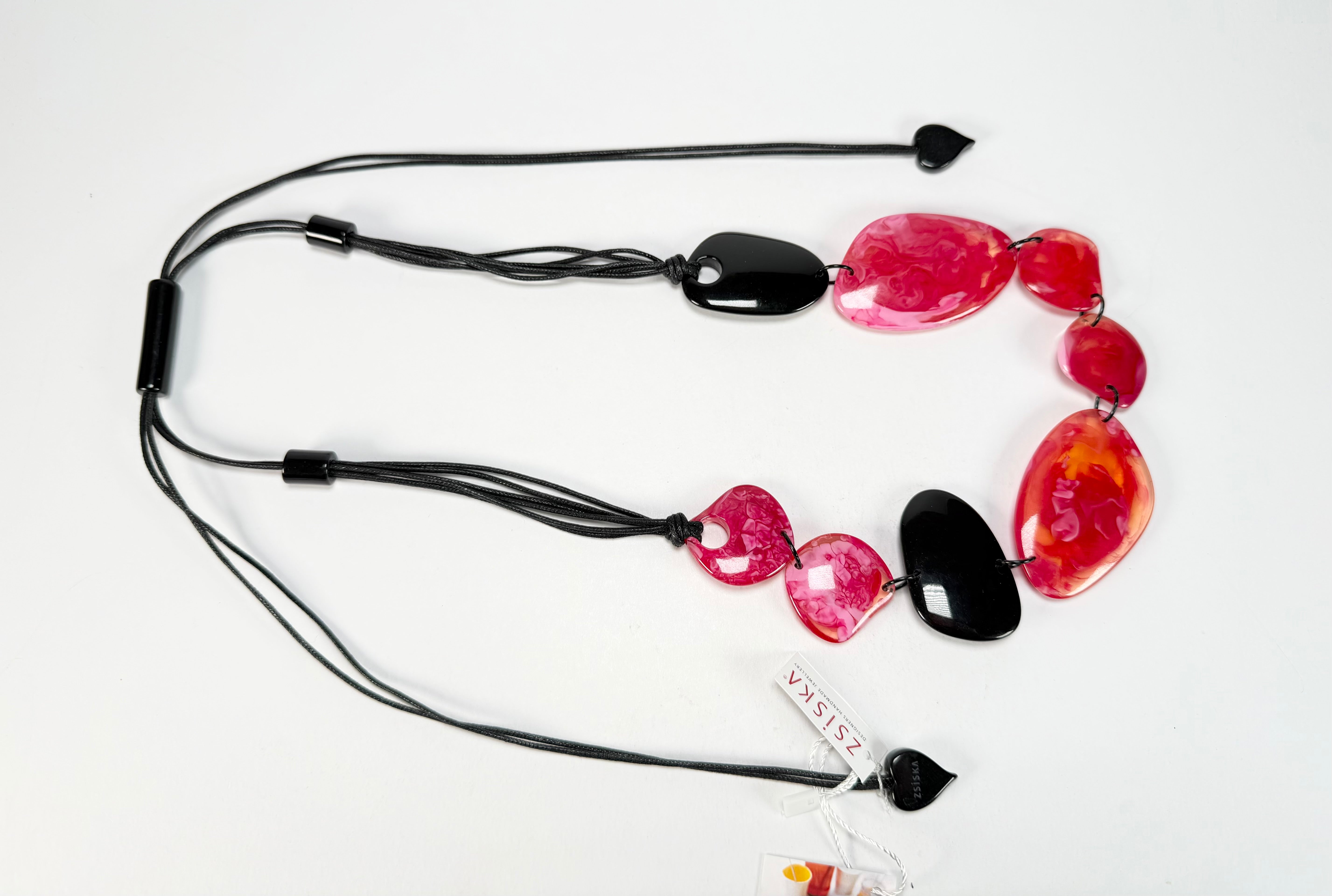 Zsiska - Bali 8 Bead Red Resin Necklace ( 7450101REDDQ08 )