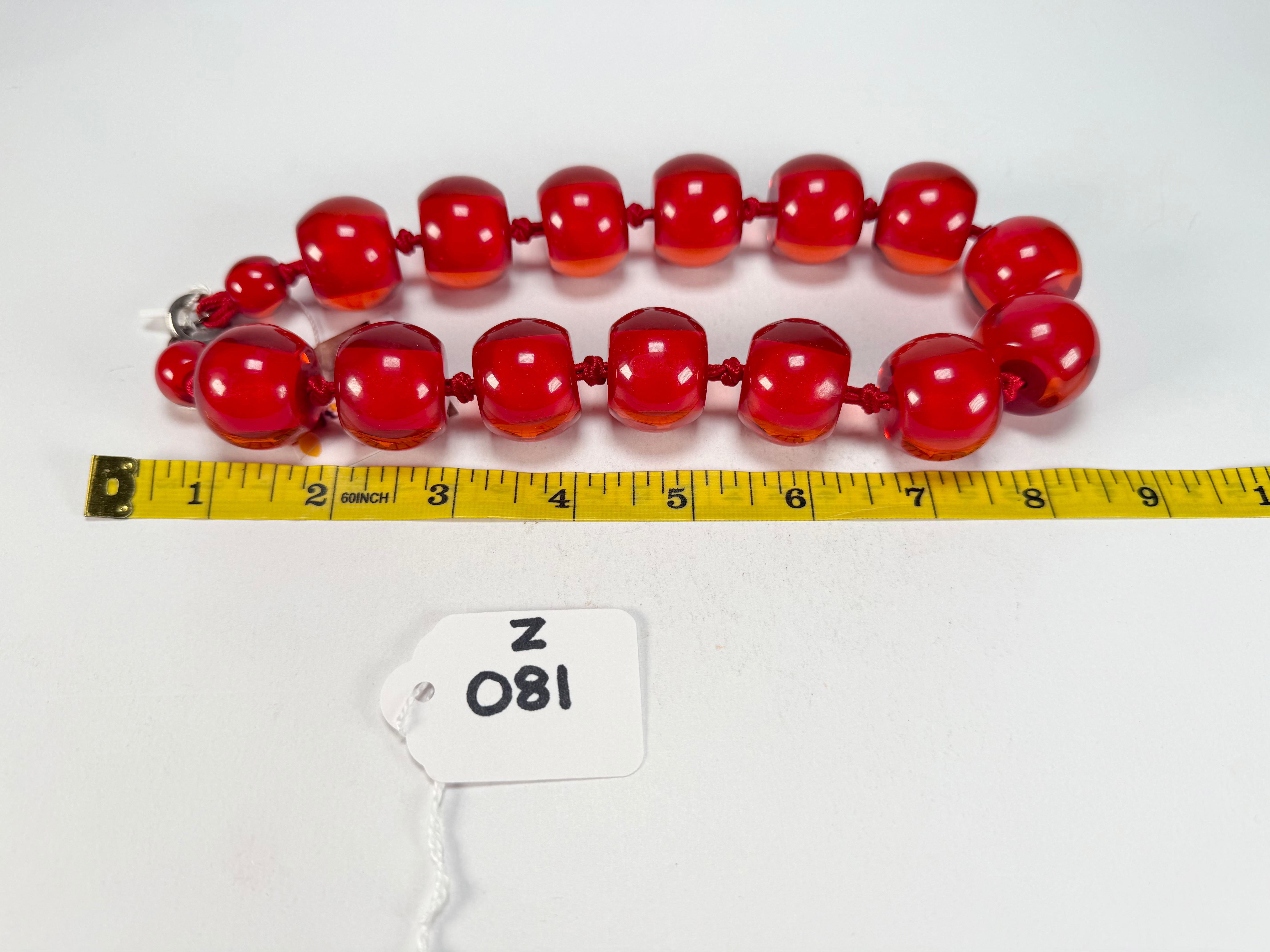 Zsiska - Colourful Beads 16 Large Bead Red Resin Necklace ( 0000000000 )