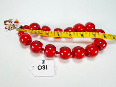 Zsiska - Colourful Beads 16 Large Bead Red Resin Necklace ( 0000000000 )