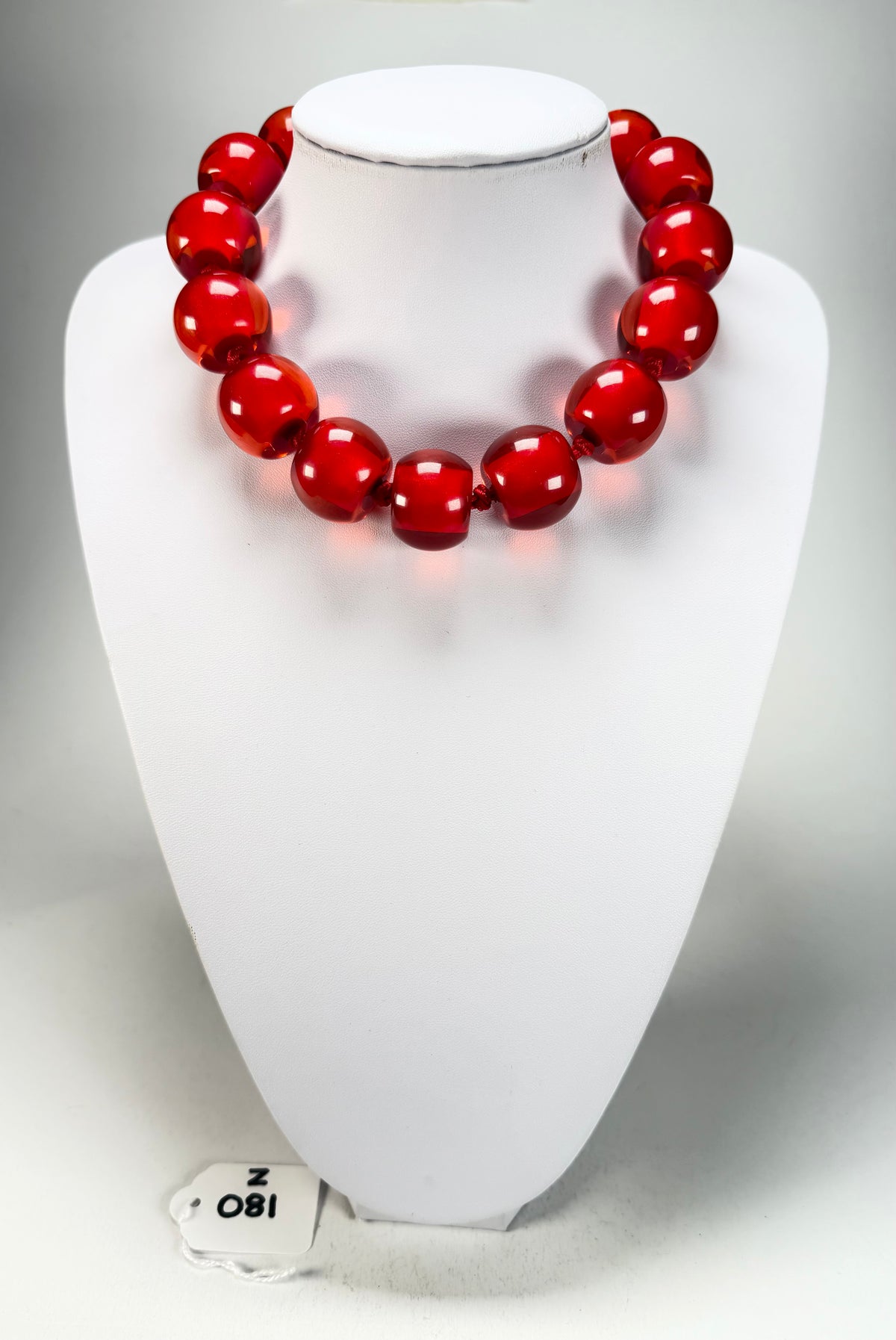 Zsiska - Colourful Beads 16 Large Bead Red Resin Necklace ( 0000000000 )