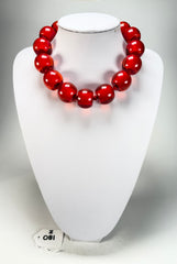 Zsiska - Colourful Beads 16 Large Bead Red Resin Necklace ( 0000000000 )
