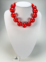 Zsiska - Colourful Beads 16 Large Bead Red Resin Necklace ( 0000000000 )