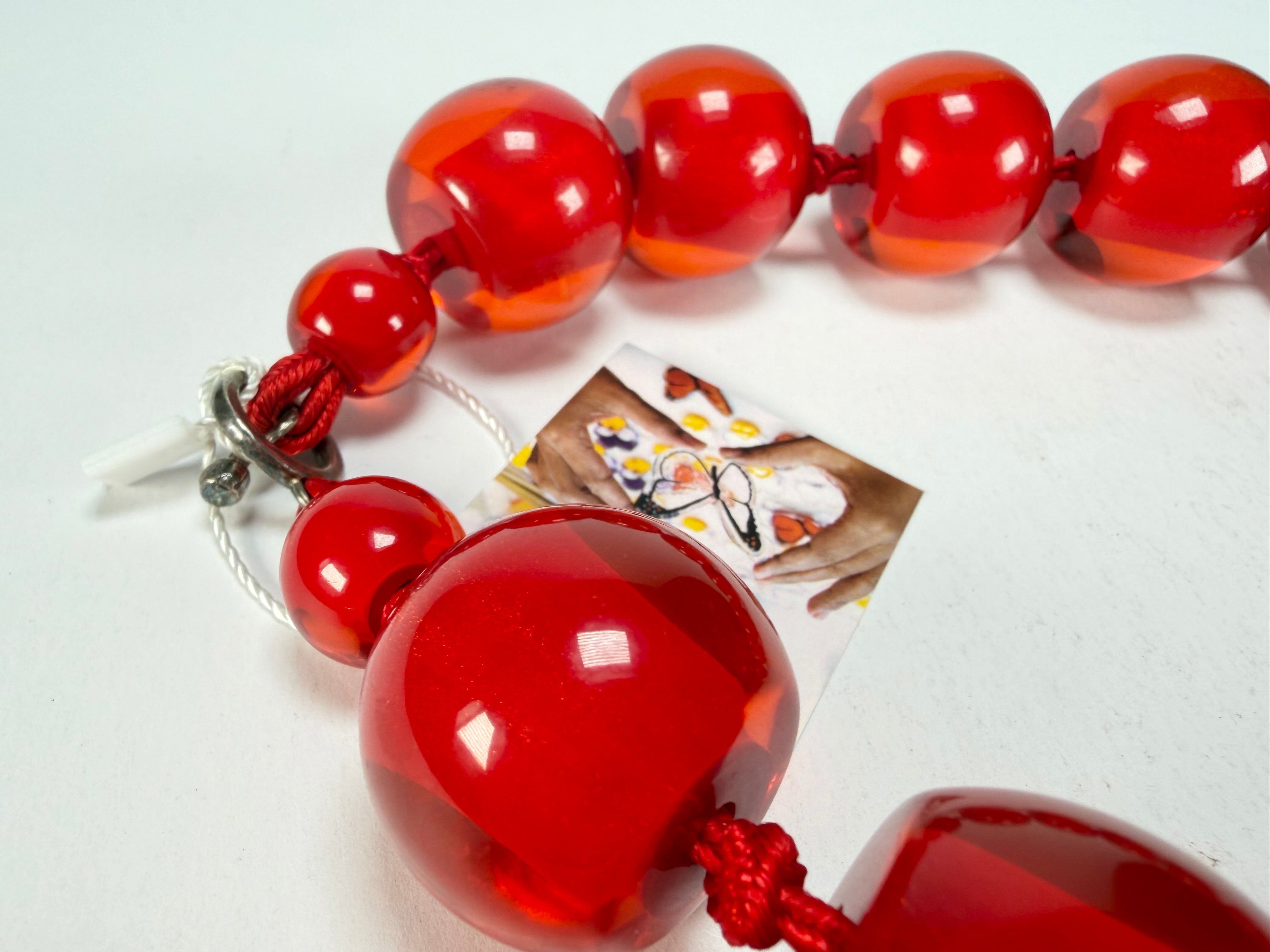 Zsiska - Colourful Beads 16 Large Bead Red Resin Necklace ( 0000000000 )