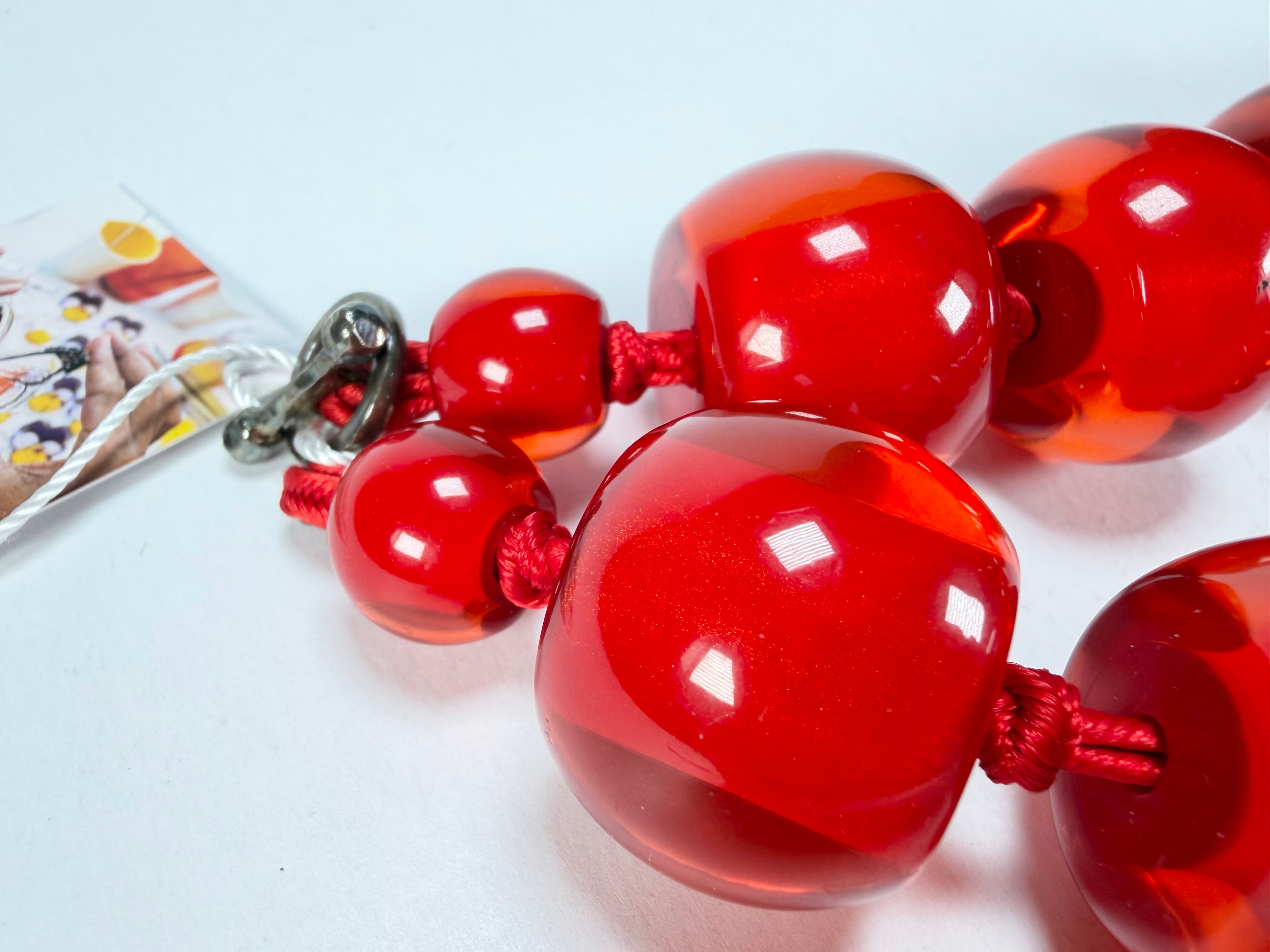 Zsiska - Colourful Beads 16 Large Bead Red Resin Necklace ( 0000000000 )