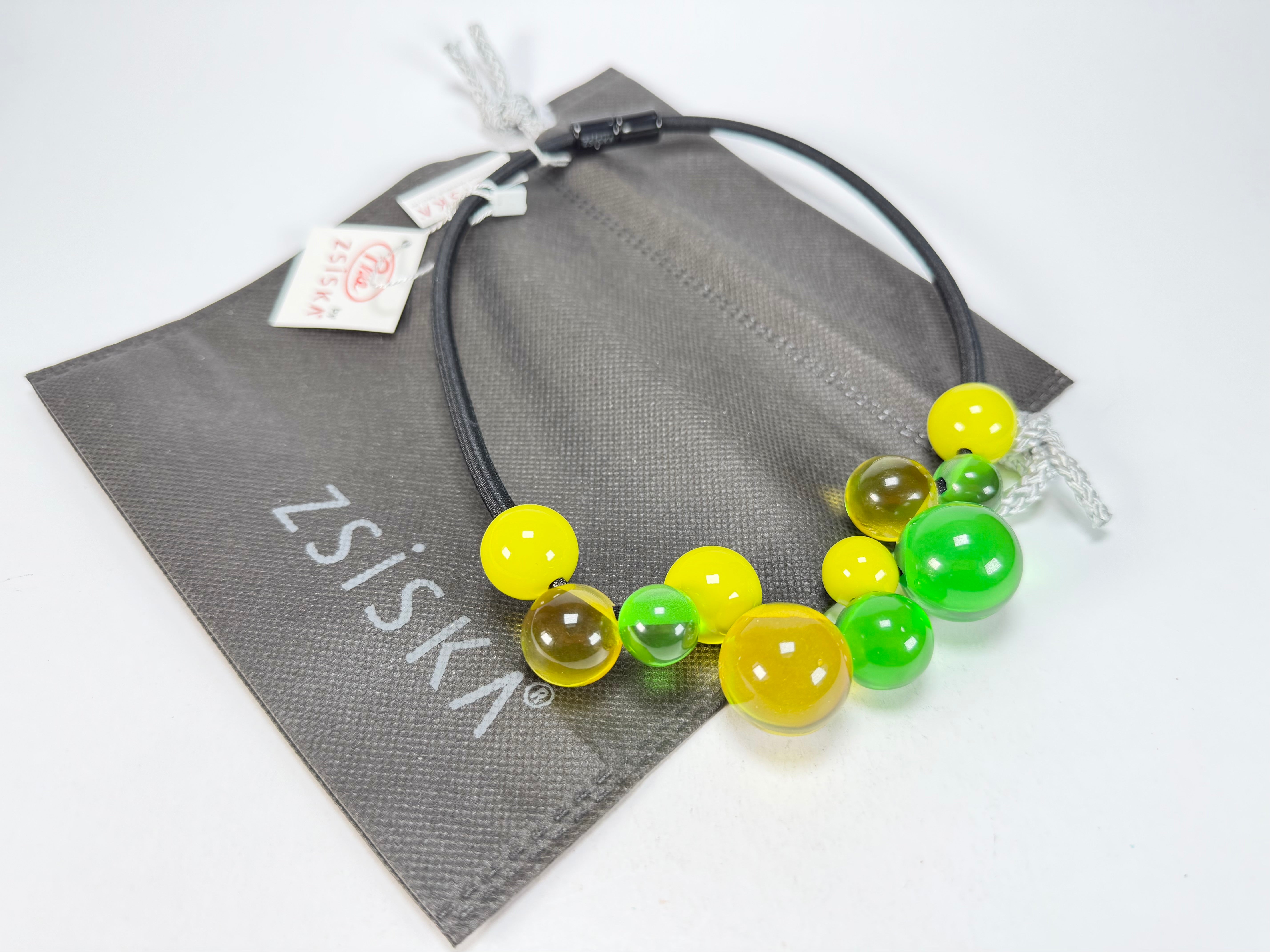 Zsiska - Baubles Yellow & Green 11 Bead Resin Necklace ( P230150BAU2Q11 )