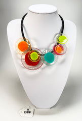 Zsiska - Flora "Prue Leith" Mix Colours 5 Bead Resin Necklace ( P070150MIXXQ05 )