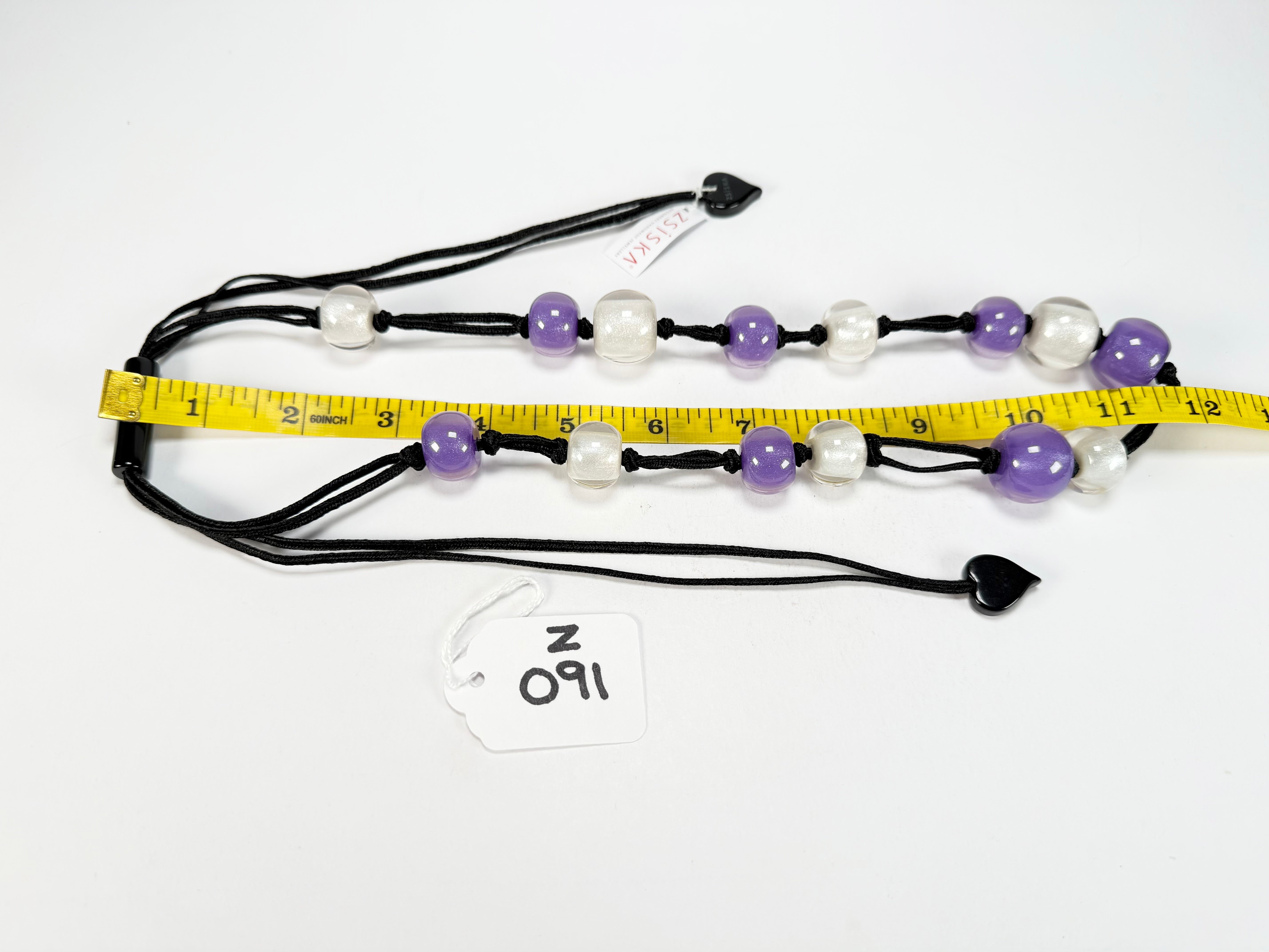 Zsiska - Colourful Beads 14 Medium Bead Purple & Silver Resin Necklace ( 40101440955Q14 )