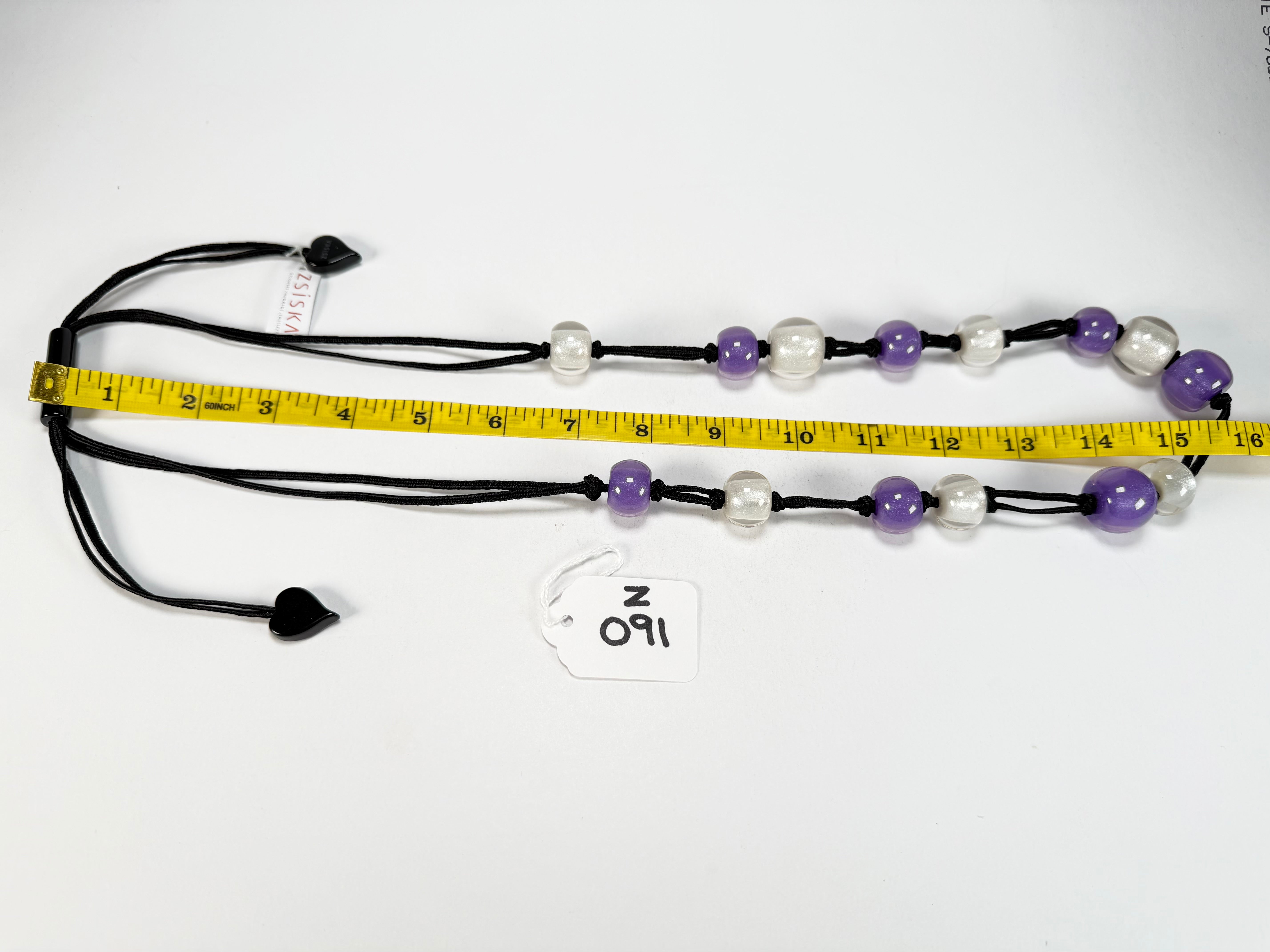 Zsiska - Colourful Beads 14 Medium Bead Purple & Silver Resin Necklace ( 40101440955Q14 )