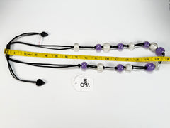 Zsiska - Colourful Beads 14 Medium Bead Purple & Silver Resin Necklace ( 40101440955Q14 )