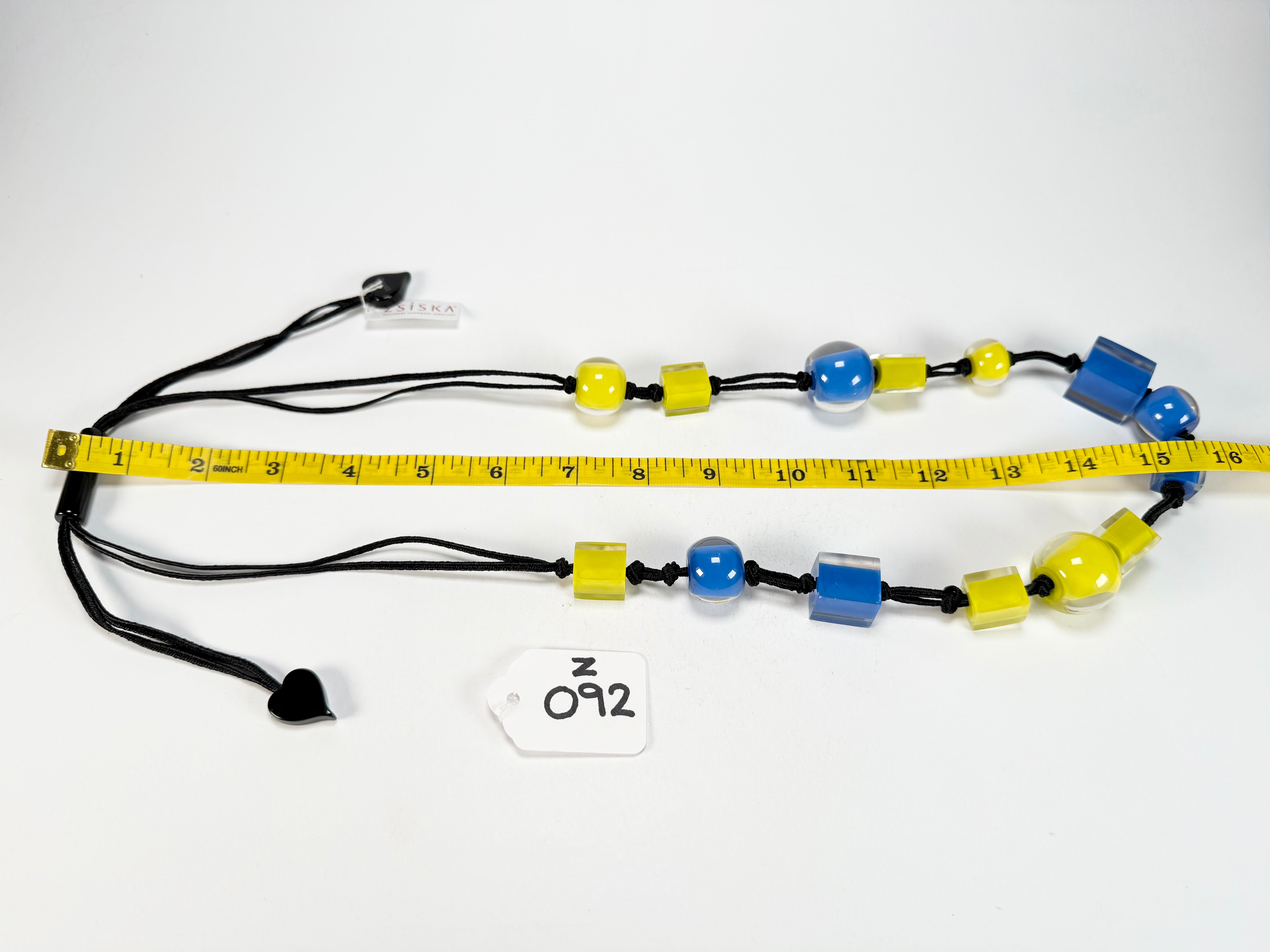 Zsiska - Colourful Beads & Cubes 14 Medium Bead Yellow & Blue Resin Necklace ( 60101230933Q14 )