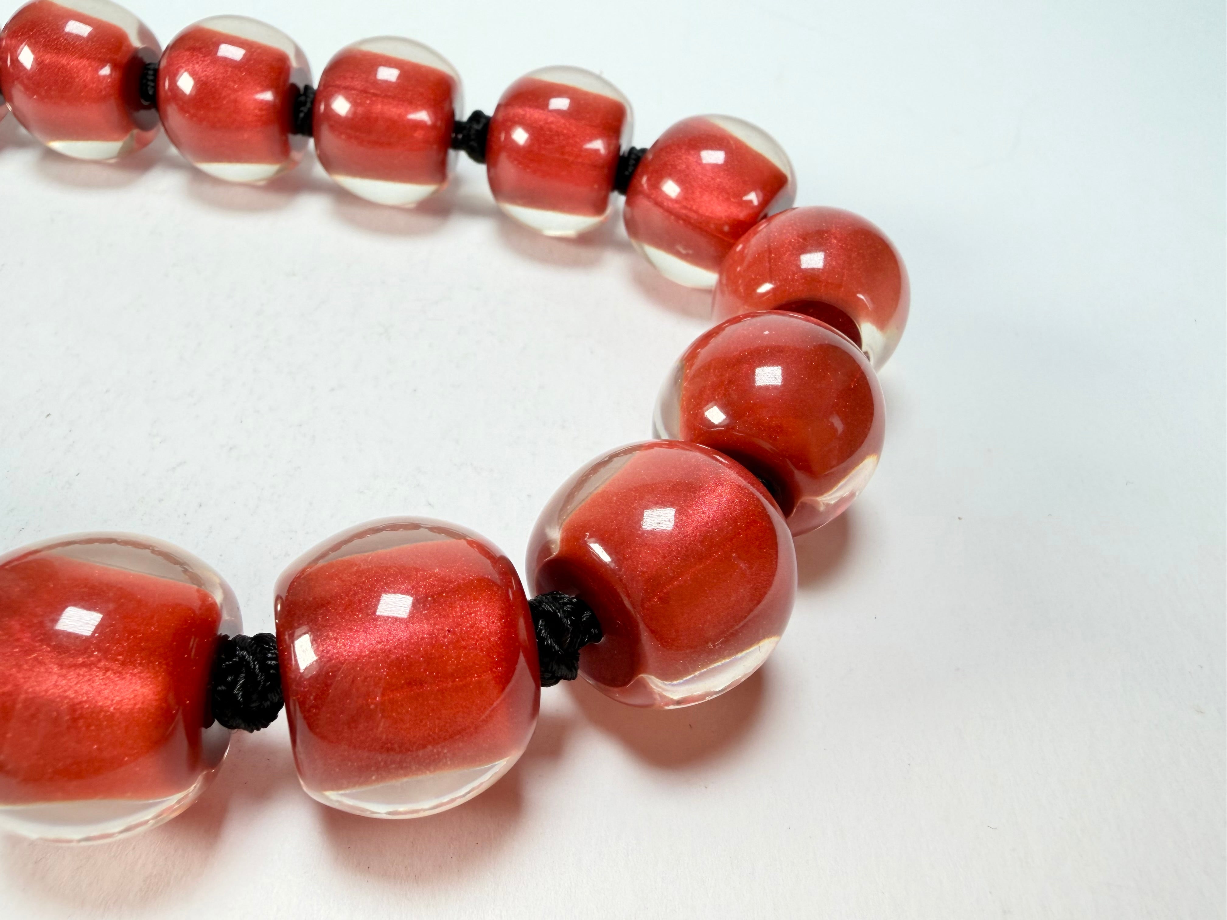 Zsiska - Colourful Beads 20 Bead Red Resin Necklace ( 40101319132Q20 )