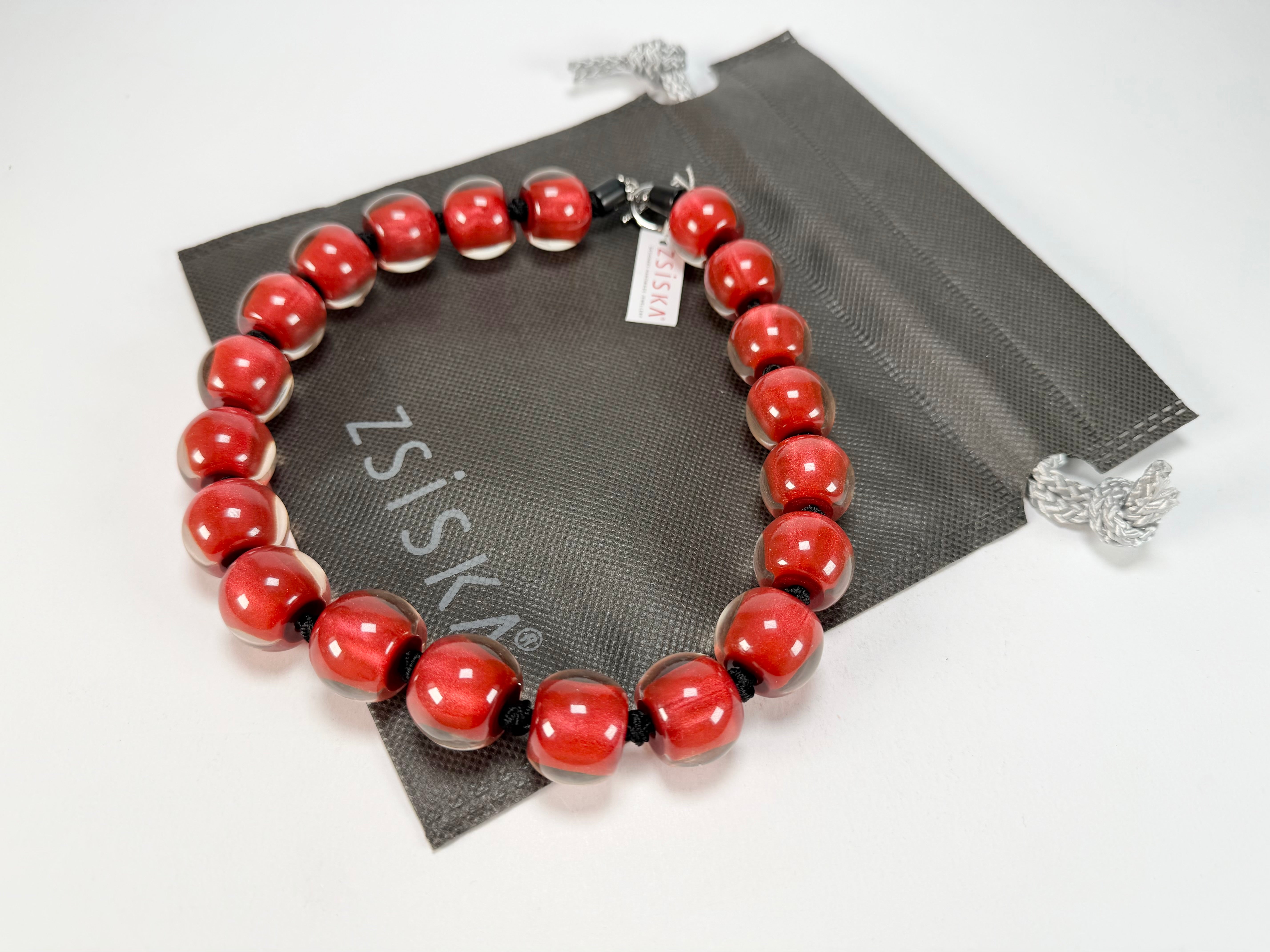 Zsiska - Colourful Beads 20 Bead Red Resin Necklace ( 40101319132Q20 )