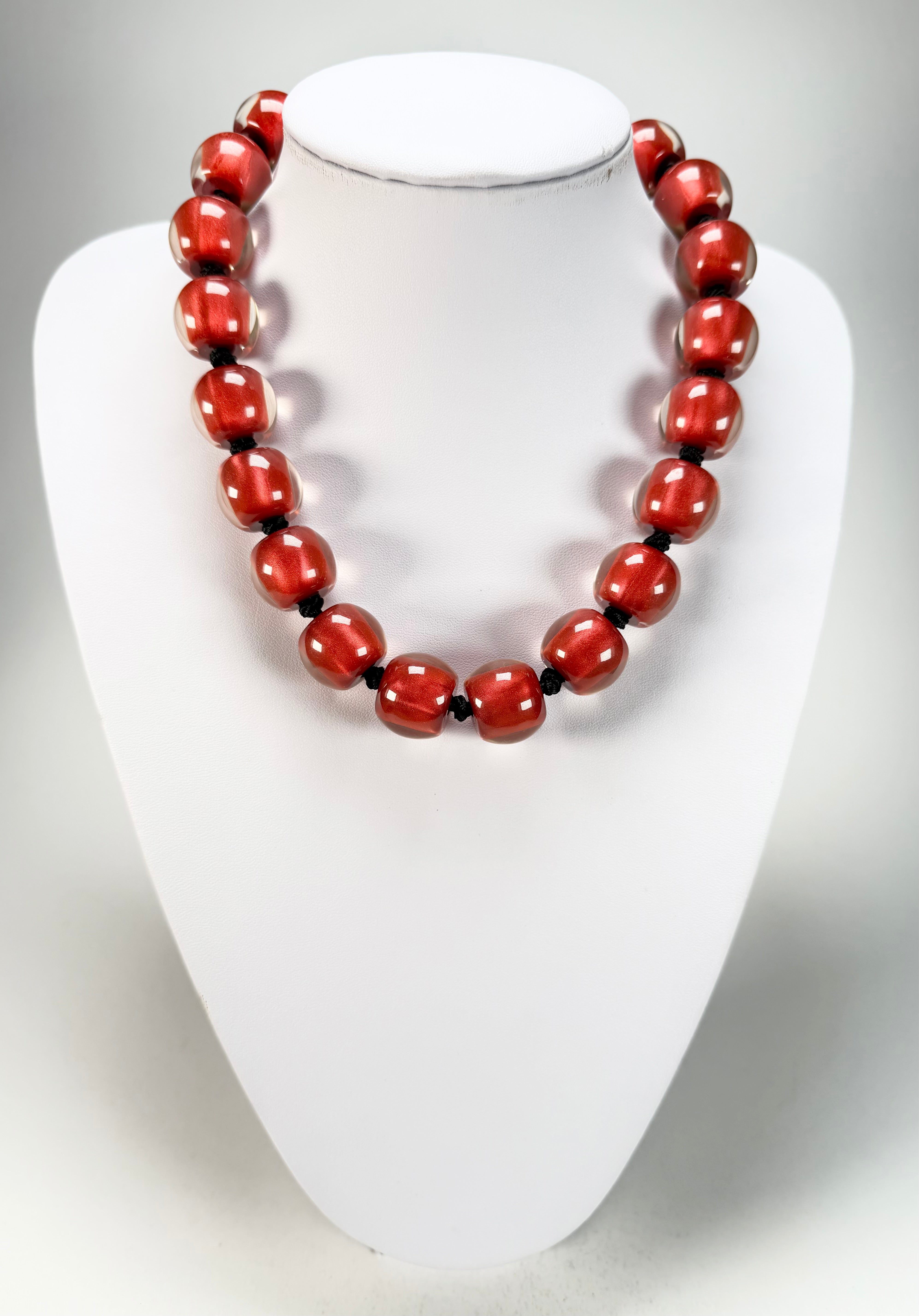 Zsiska - Colourful Beads 20 Bead Red Resin Necklace ( 40101319132Q20 )
