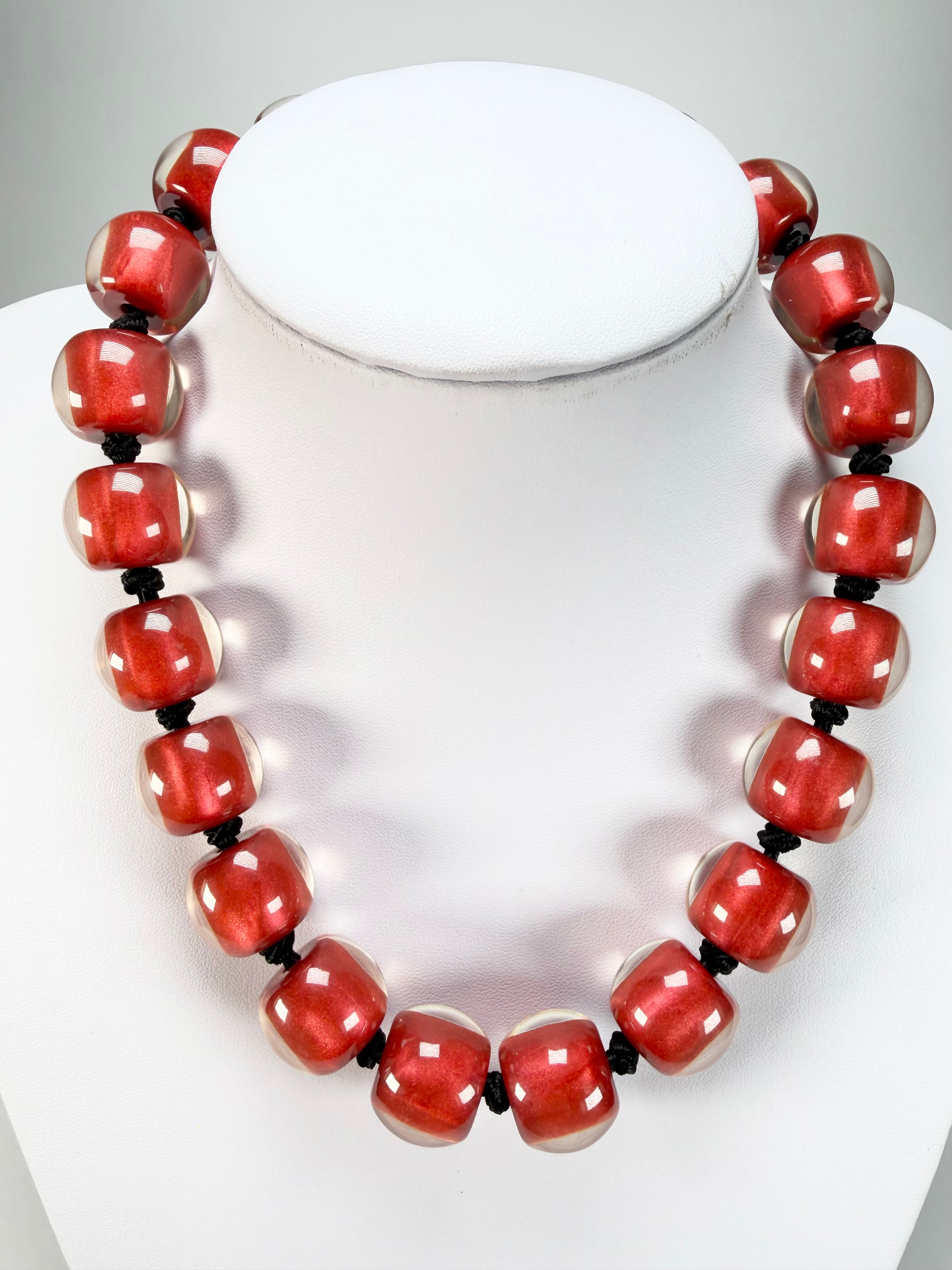 Zsiska - Colourful Beads 20 Bead Red Resin Necklace ( 40101319132Q20 )