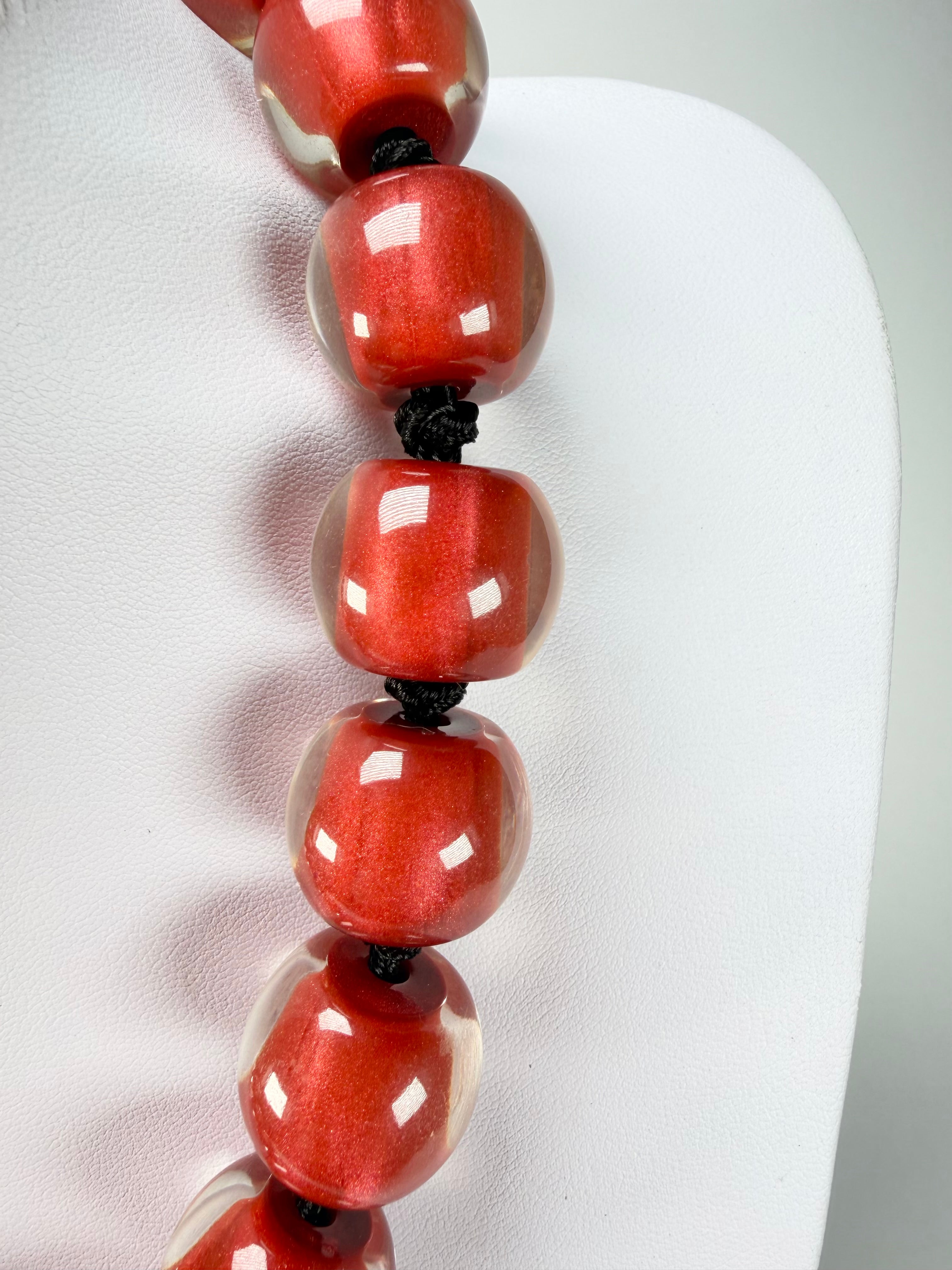 Zsiska - Colourful Beads 20 Bead Red Resin Necklace ( 40101319132Q20 )