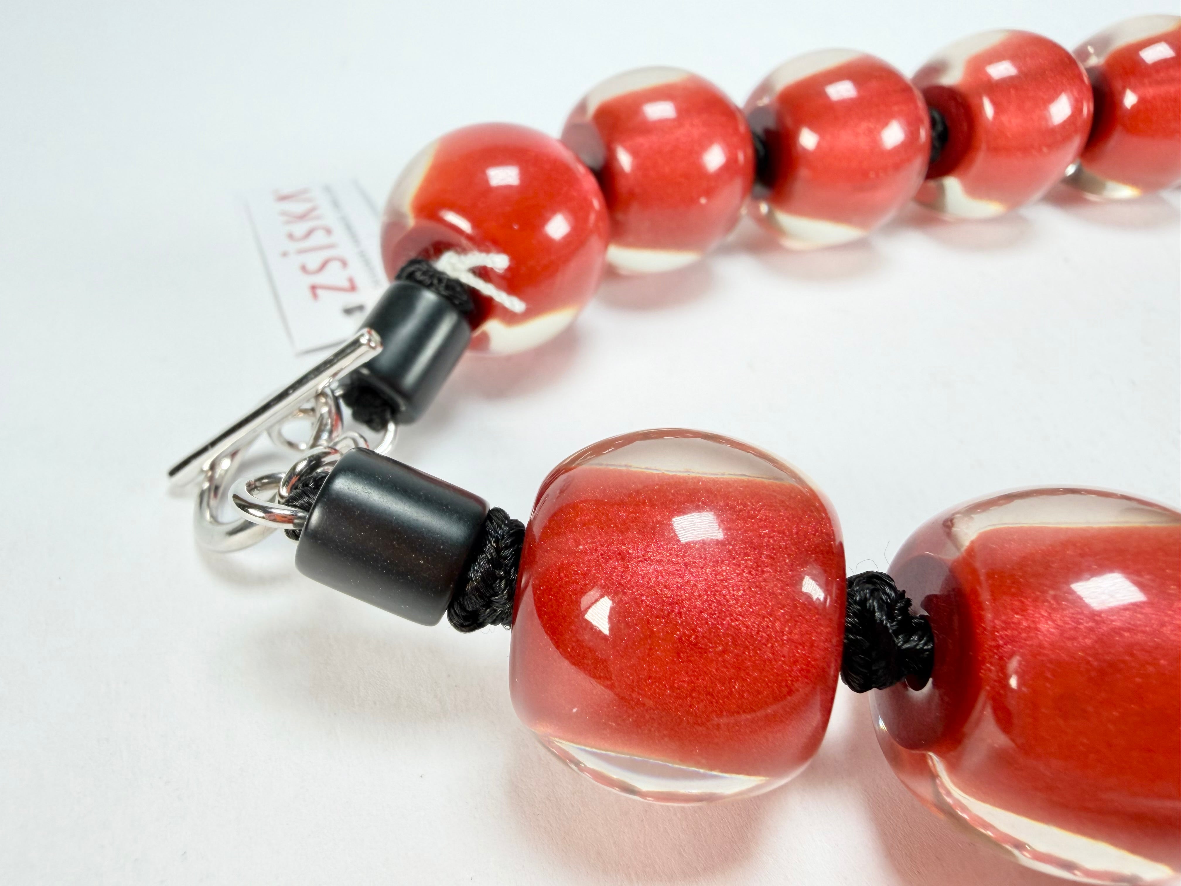 Zsiska - Colourful Beads 20 Bead Red Resin Necklace ( 40101319132Q20 )