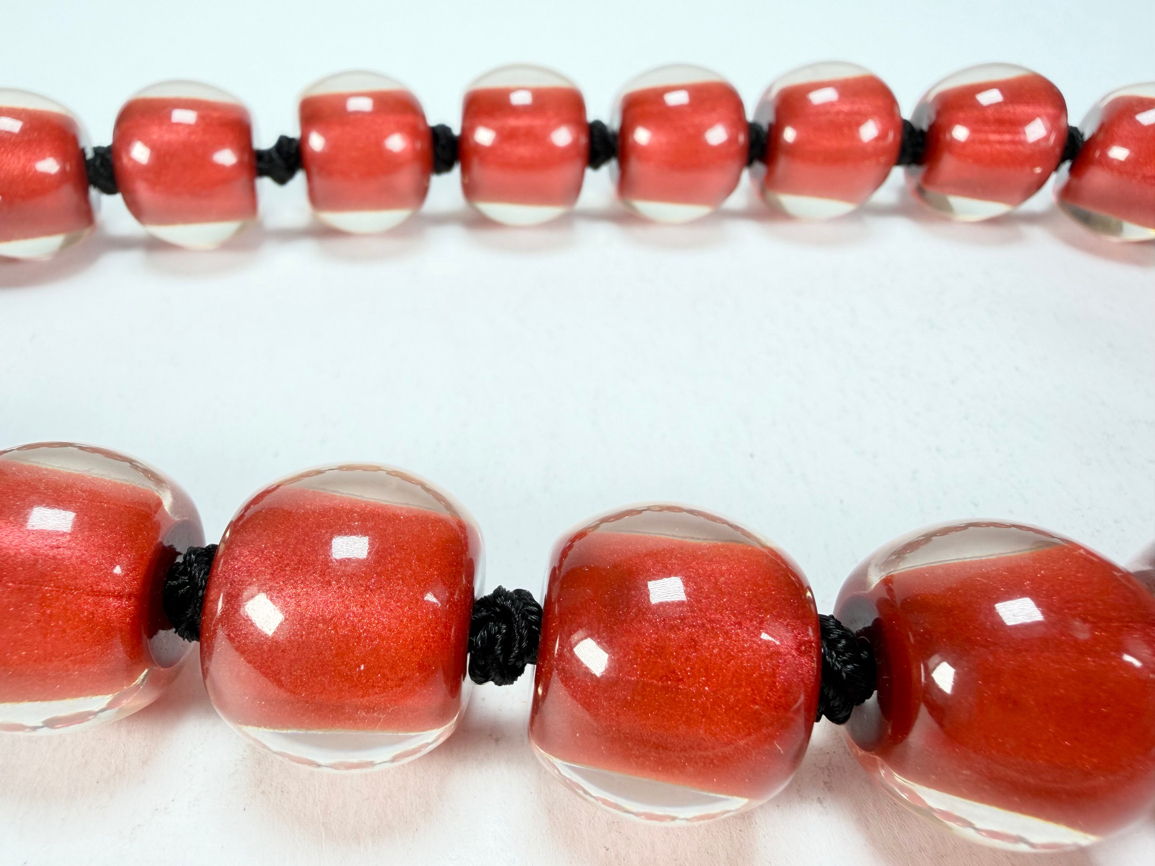Zsiska - Colourful Beads 20 Bead Red Resin Necklace ( 40101319132Q20 )
