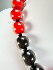Zsiska - Colourful Beads 20 Bead Onyx & Crimson Resin Necklace ( 40101319132Q20 )