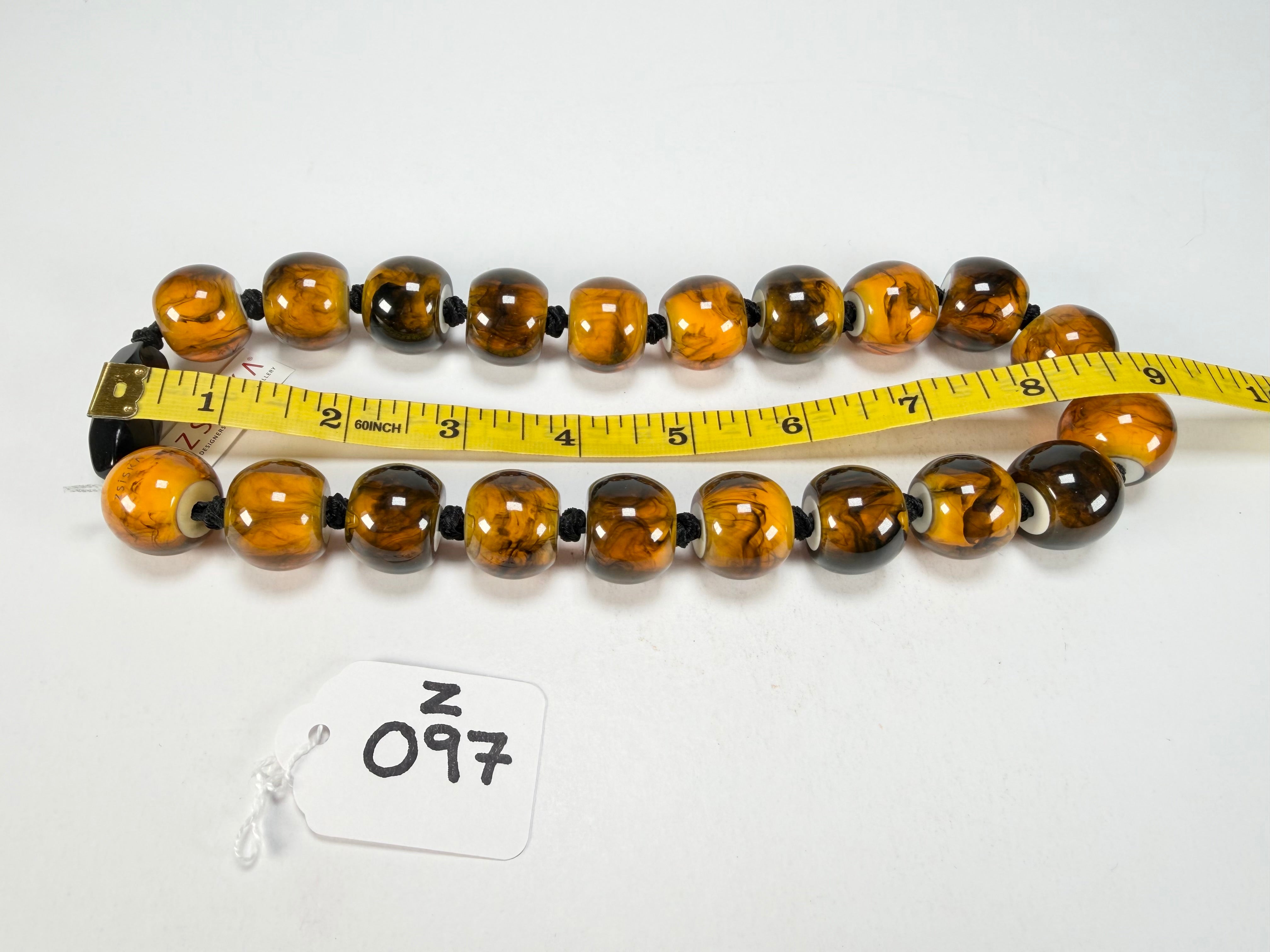 Zsiska - Colourful Beads 20 Bead Marble Tortoiseshell Resin Necklace ( 4010117MTORQ20 )