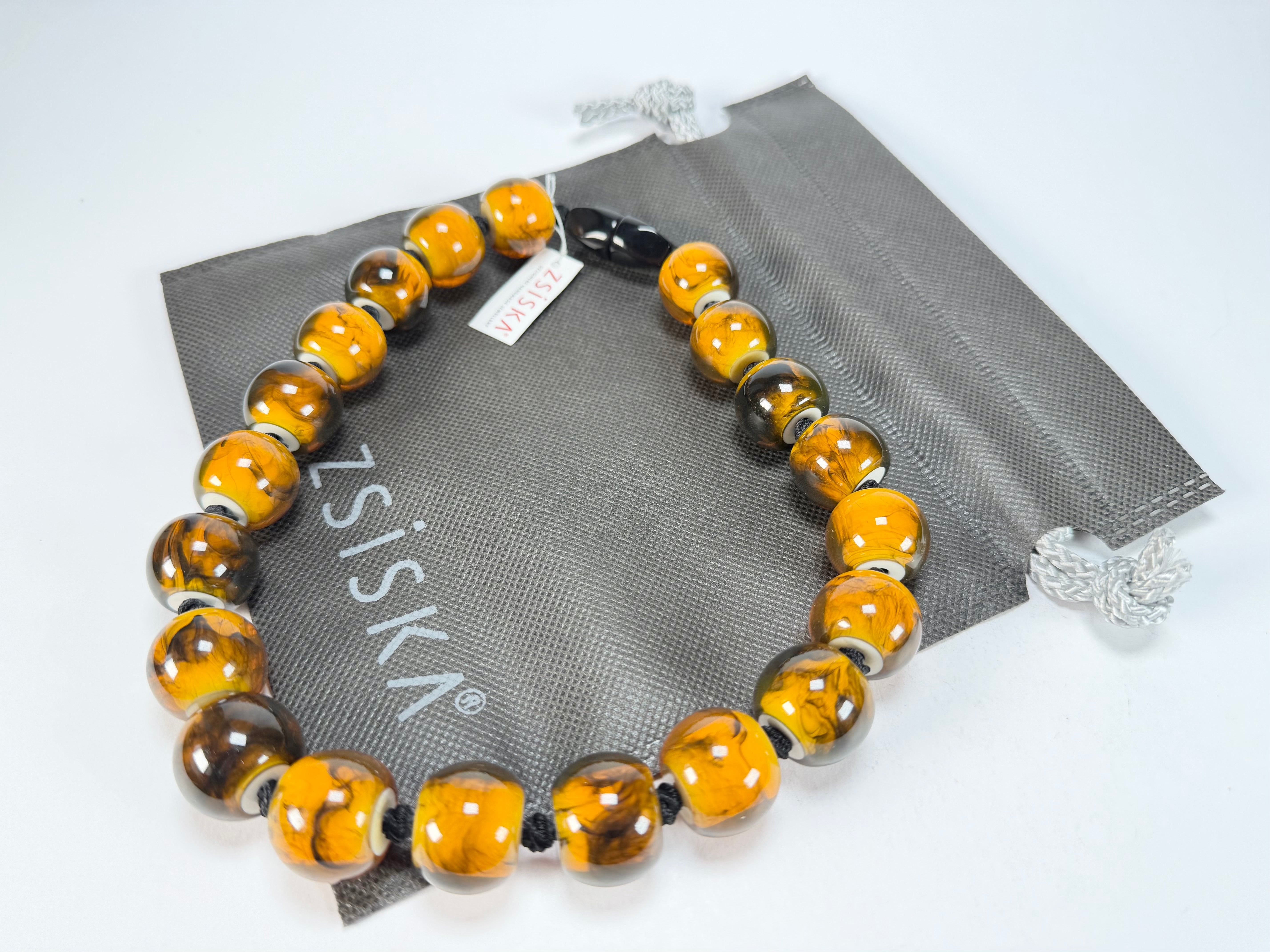 Zsiska - Colourful Beads 20 Bead Marble Tortoiseshell Resin Necklace ( 4010117MTORQ20 )