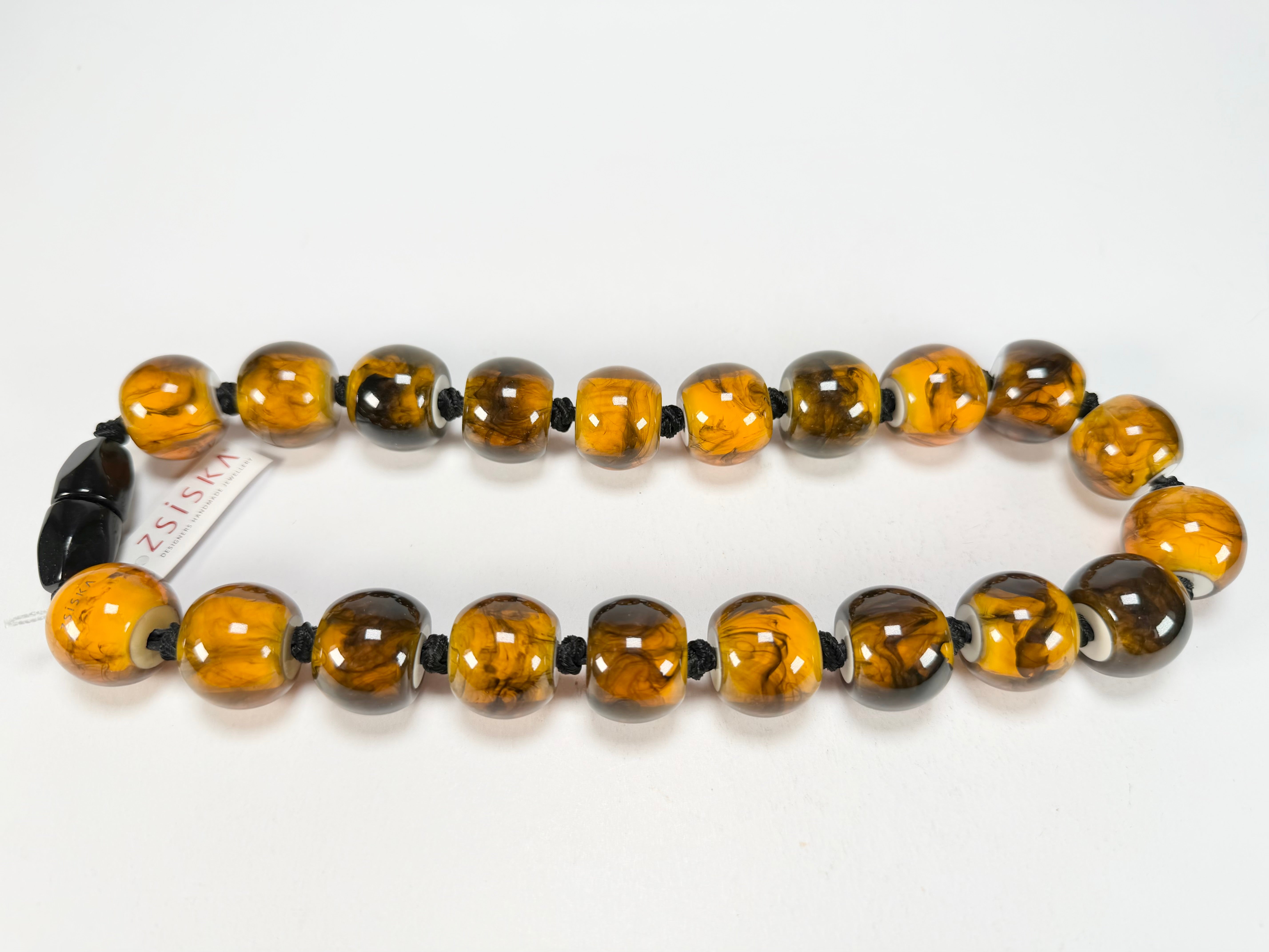 Zsiska - Colourful Beads 20 Bead Marble Tortoiseshell Resin Necklace ( 4010117MTORQ20 )