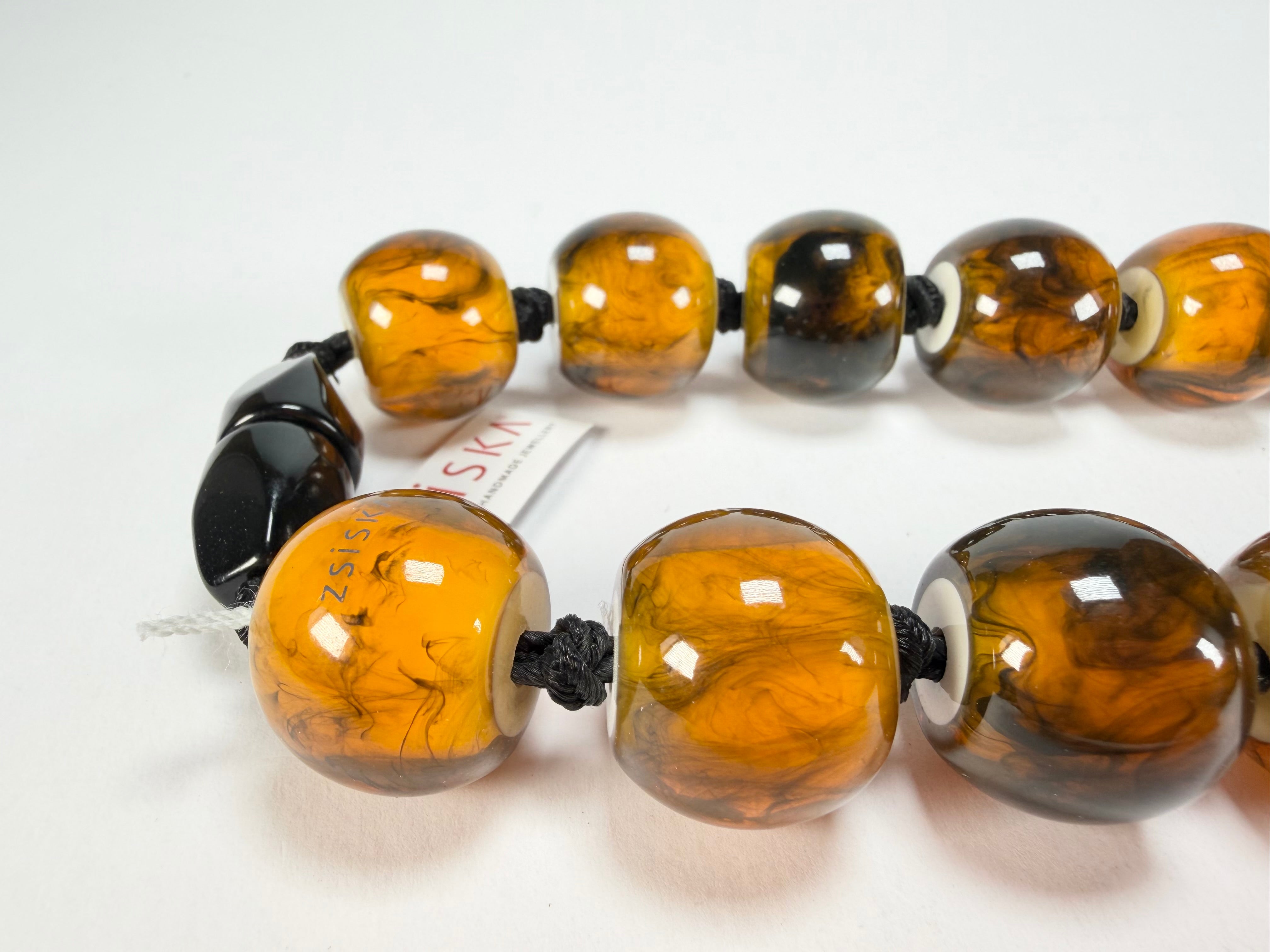 Zsiska - Colourful Beads 20 Bead Marble Tortoiseshell Resin Necklace ( 4010117MTORQ20 )