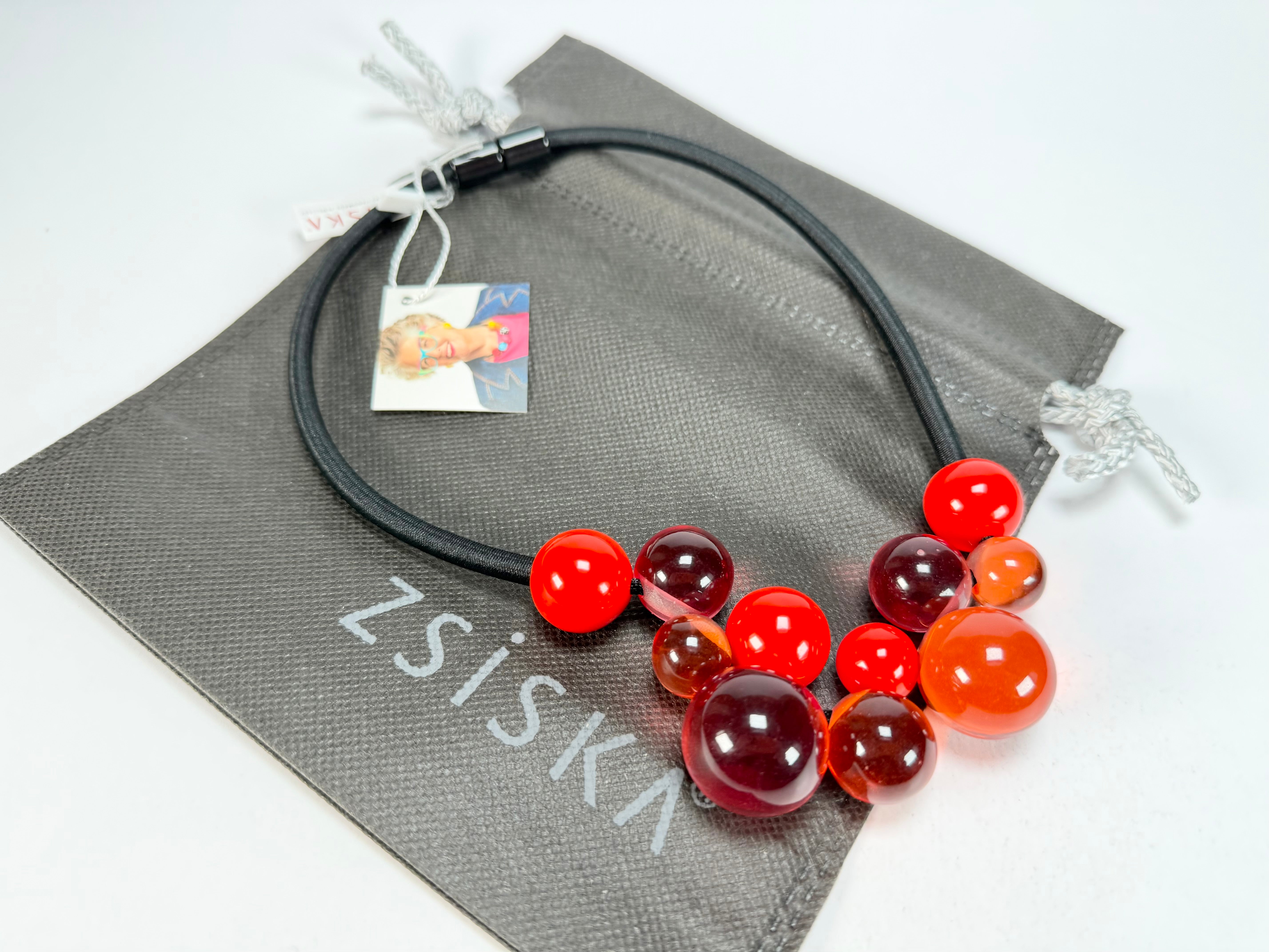 Zsiska - Baubles Red Mix 11 Bead Resin Necklace ( P230150BAU3Q11 )