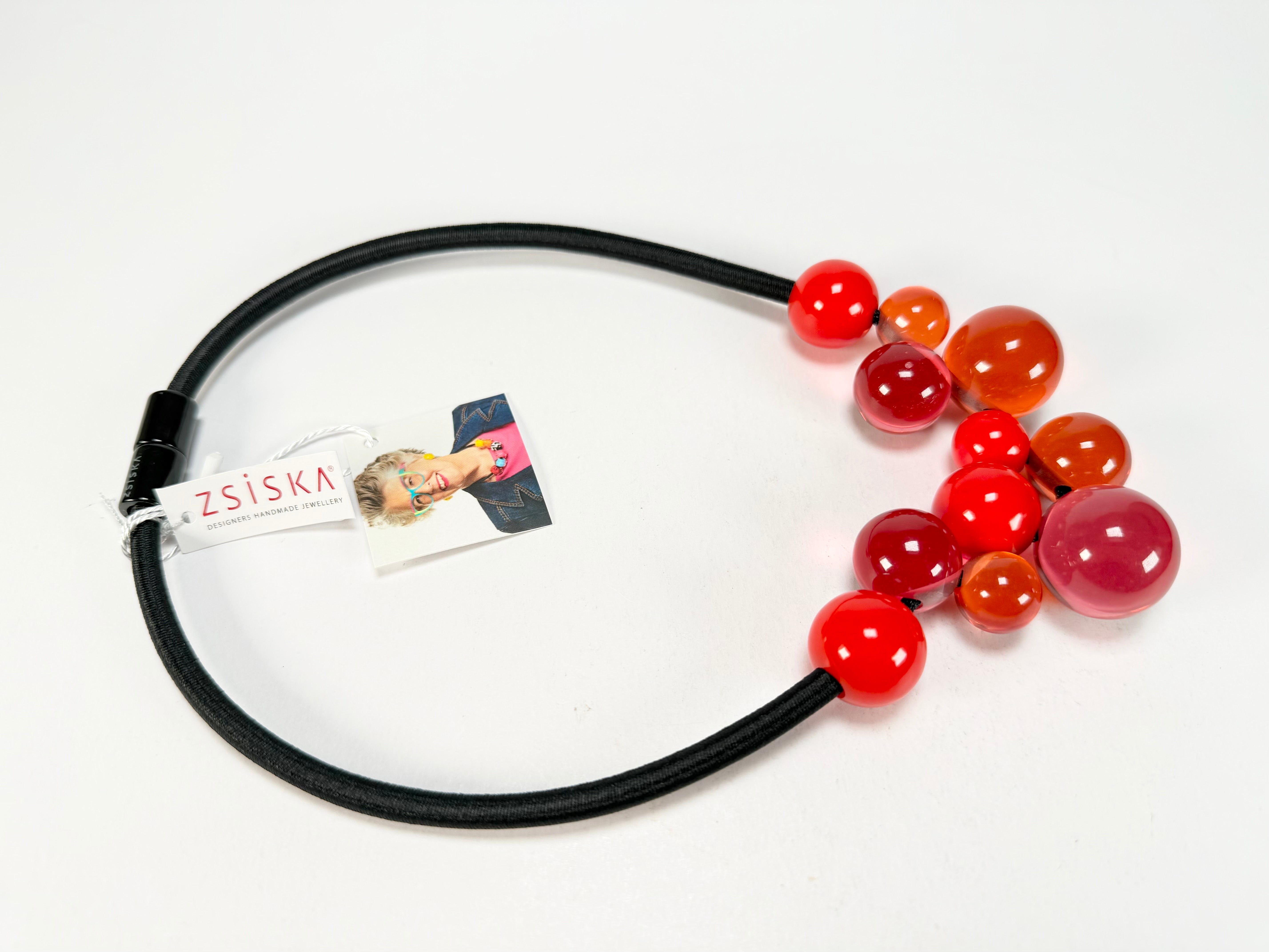 Zsiska - Baubles Red Mix 11 Bead Resin Necklace ( P230150BAU3Q11 )