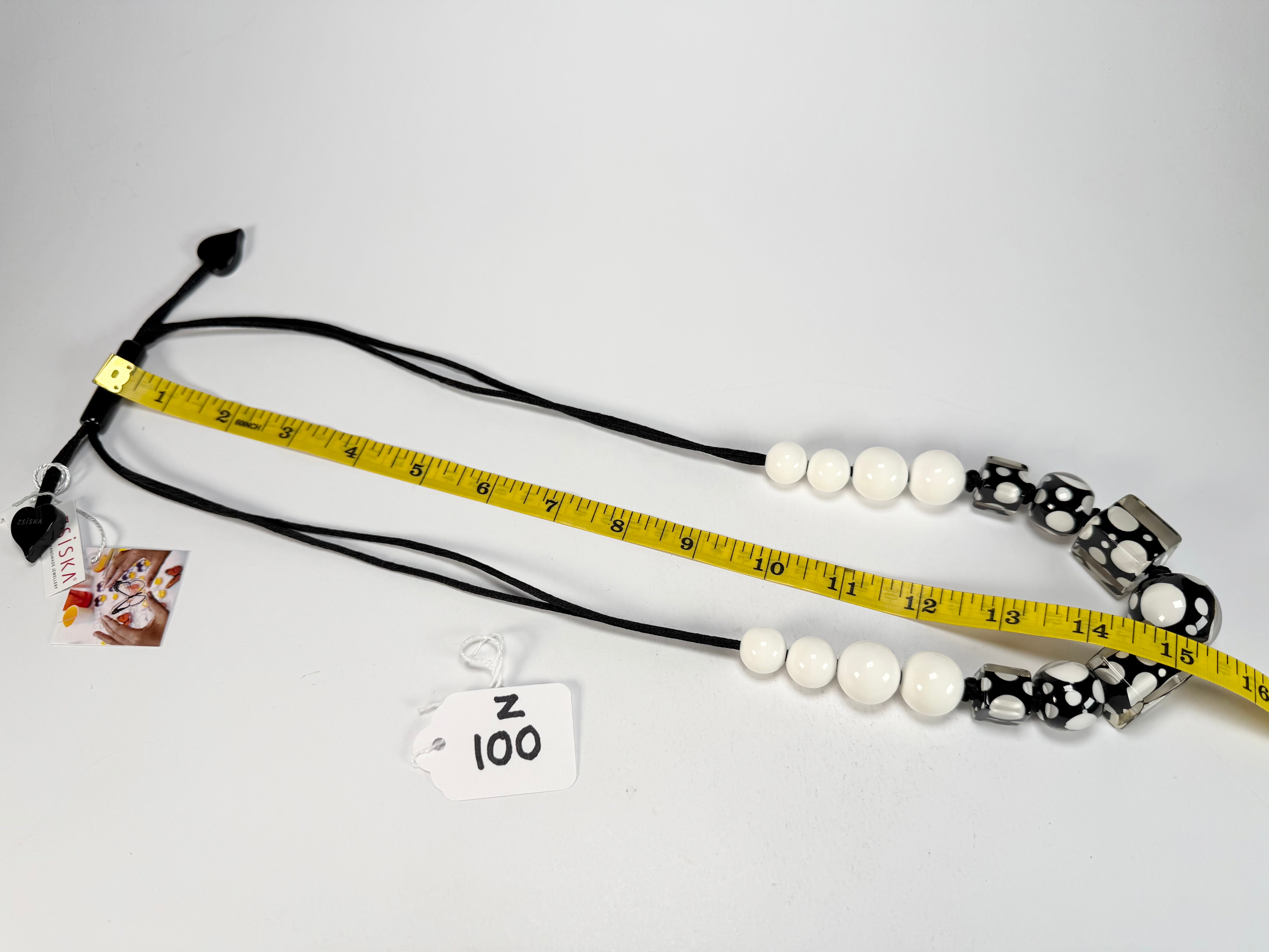 Zsiska - Itsy Bitsy Black & White Resin Necklace ( 9410101BLWHQ15 )