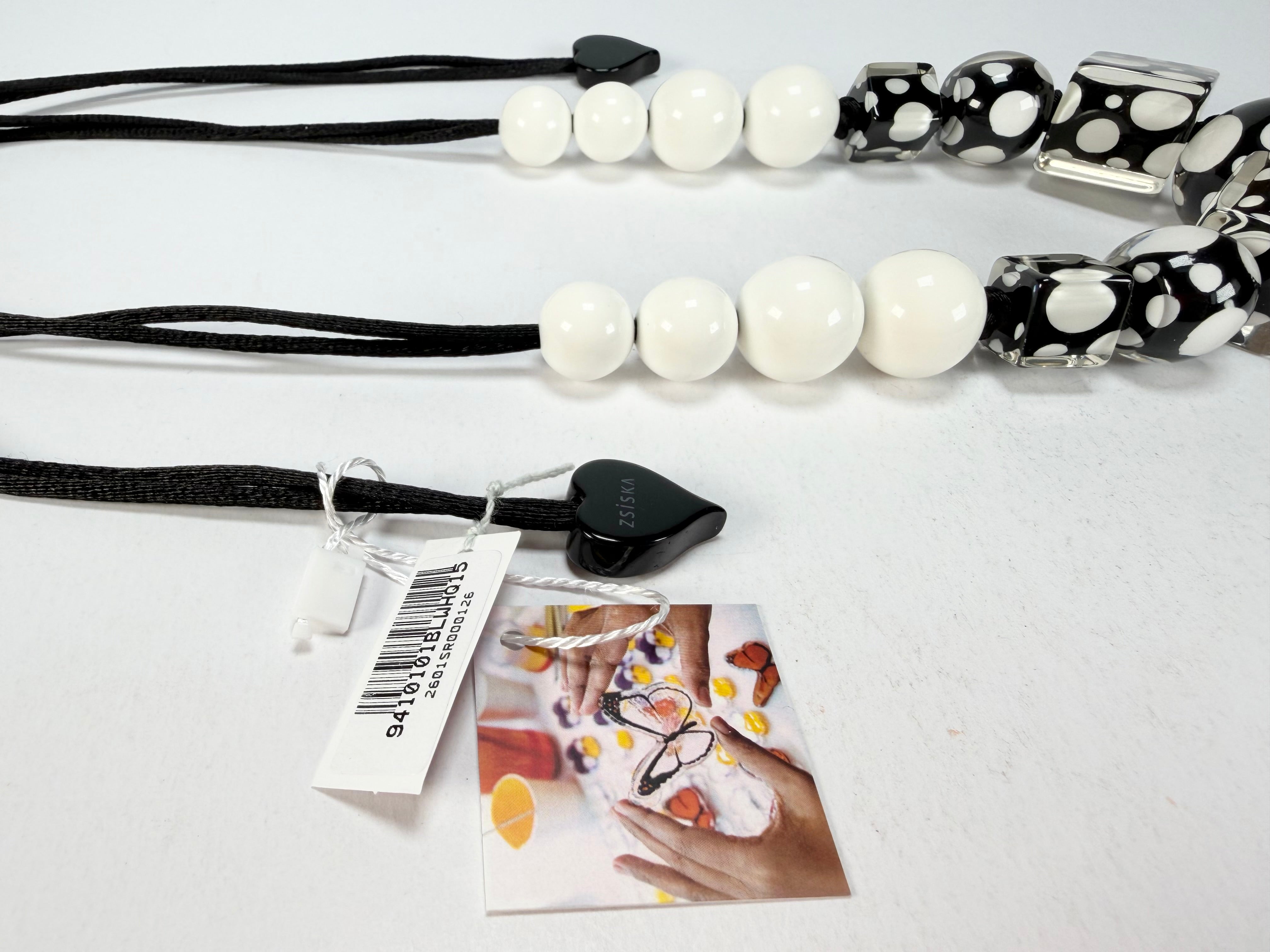 Zsiska - Itsy Bitsy Black & White Resin Necklace ( 9410101BLWHQ15 )