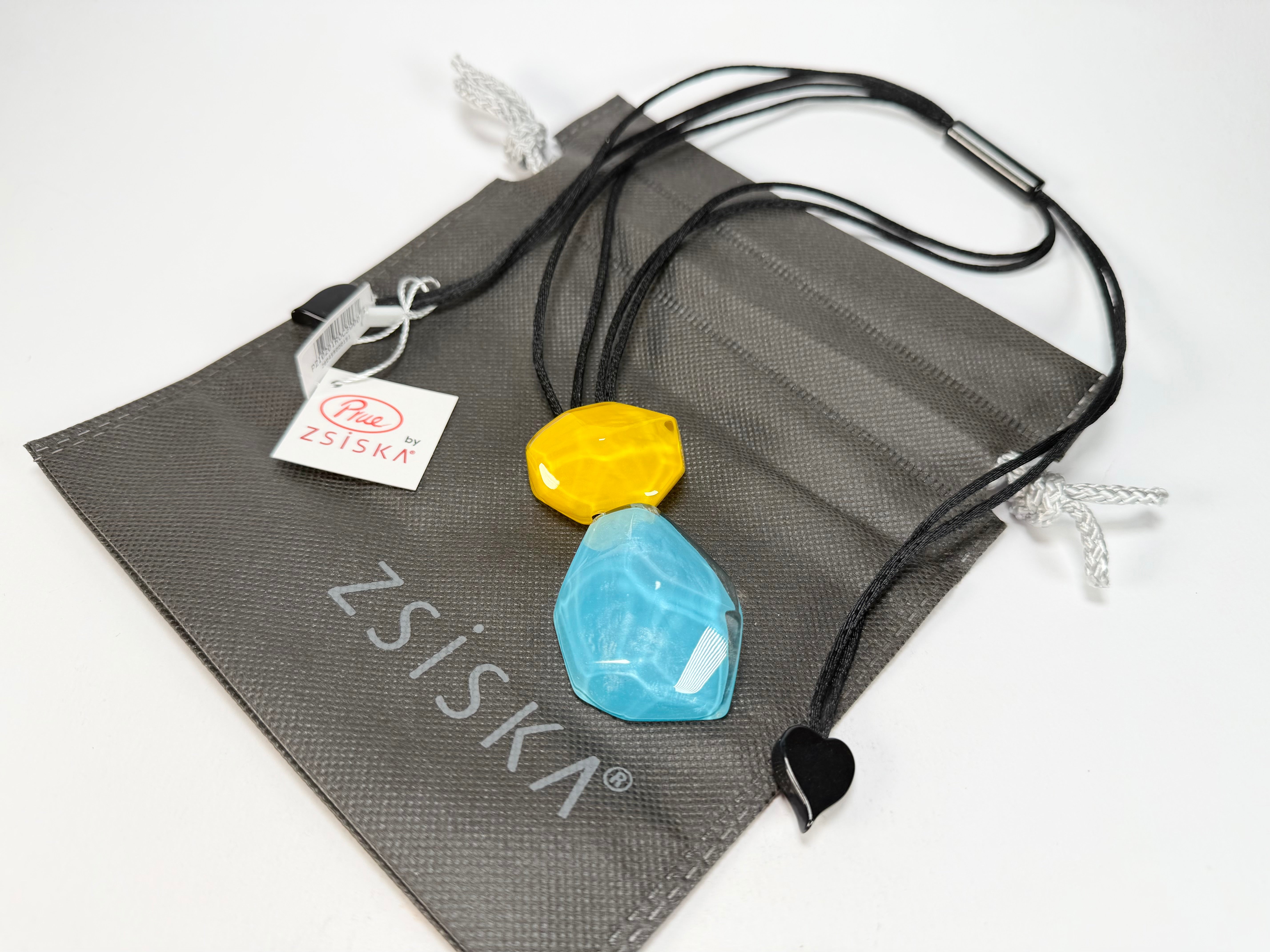 Zsiska - Rock Candy Yellow & Turquoise 2 Bead Resin Necklace ( P210201ROC3Q00 )