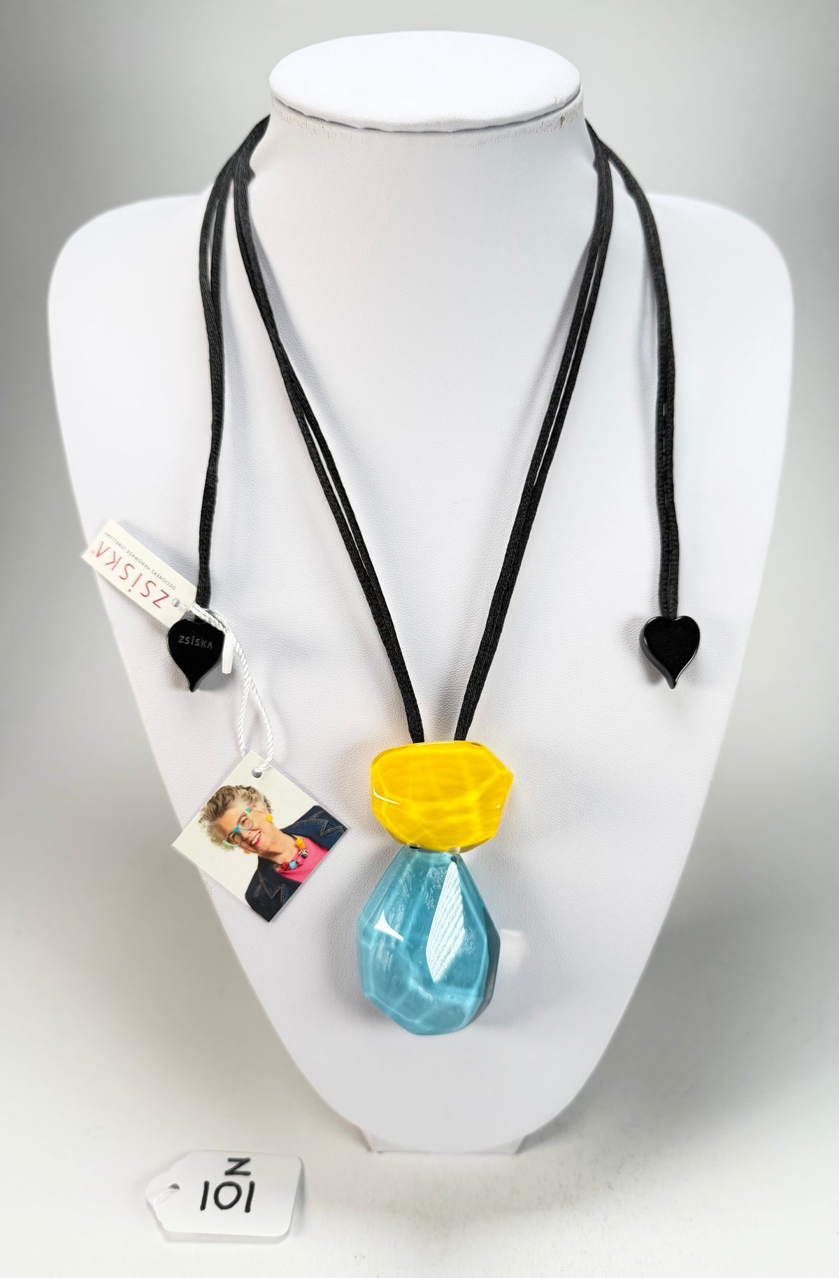 Zsiska - Rock Candy Yellow & Turquoise 2 Bead Resin Necklace ( P210201ROC3Q00 )