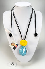Zsiska - Rock Candy Yellow & Turquoise 2 Bead Resin Necklace ( P210201ROC3Q00 )