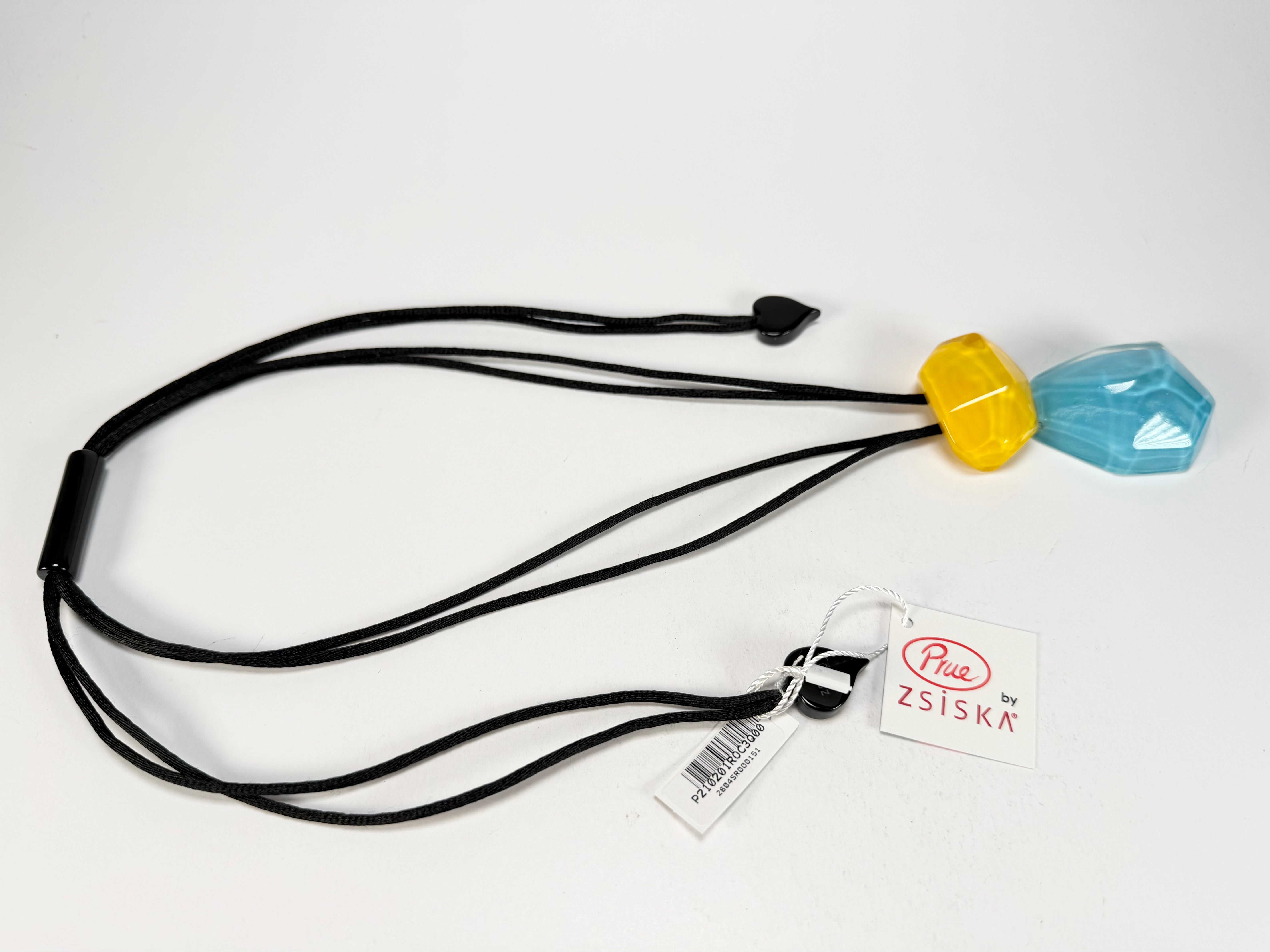 Zsiska - Rock Candy Yellow & Turquoise 2 Bead Resin Necklace ( P210201ROC3Q00 )