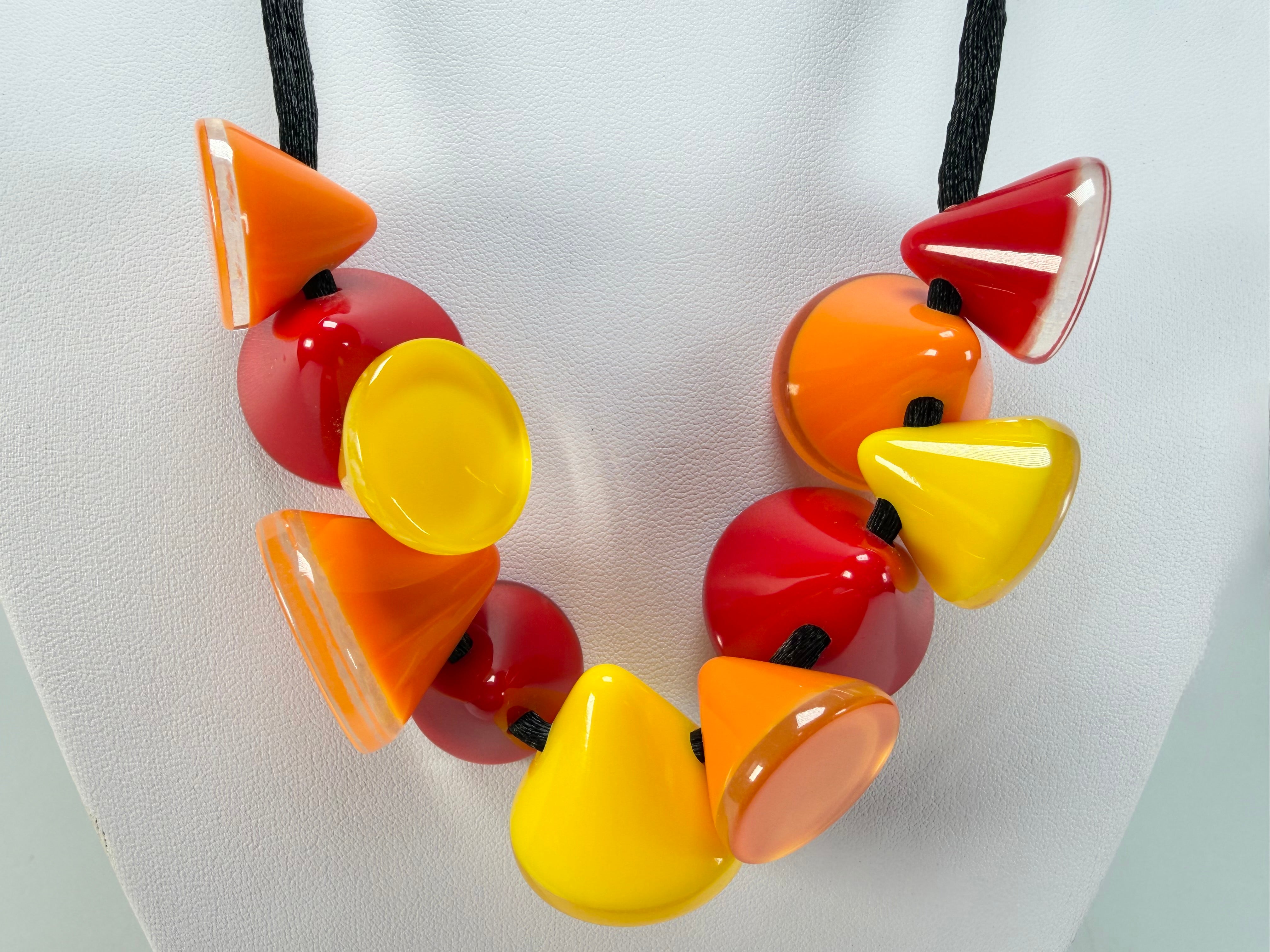 Zsiska - Joy 11 Bead Warm Colours Resin Necklace ( P150102JOY2Q11 )