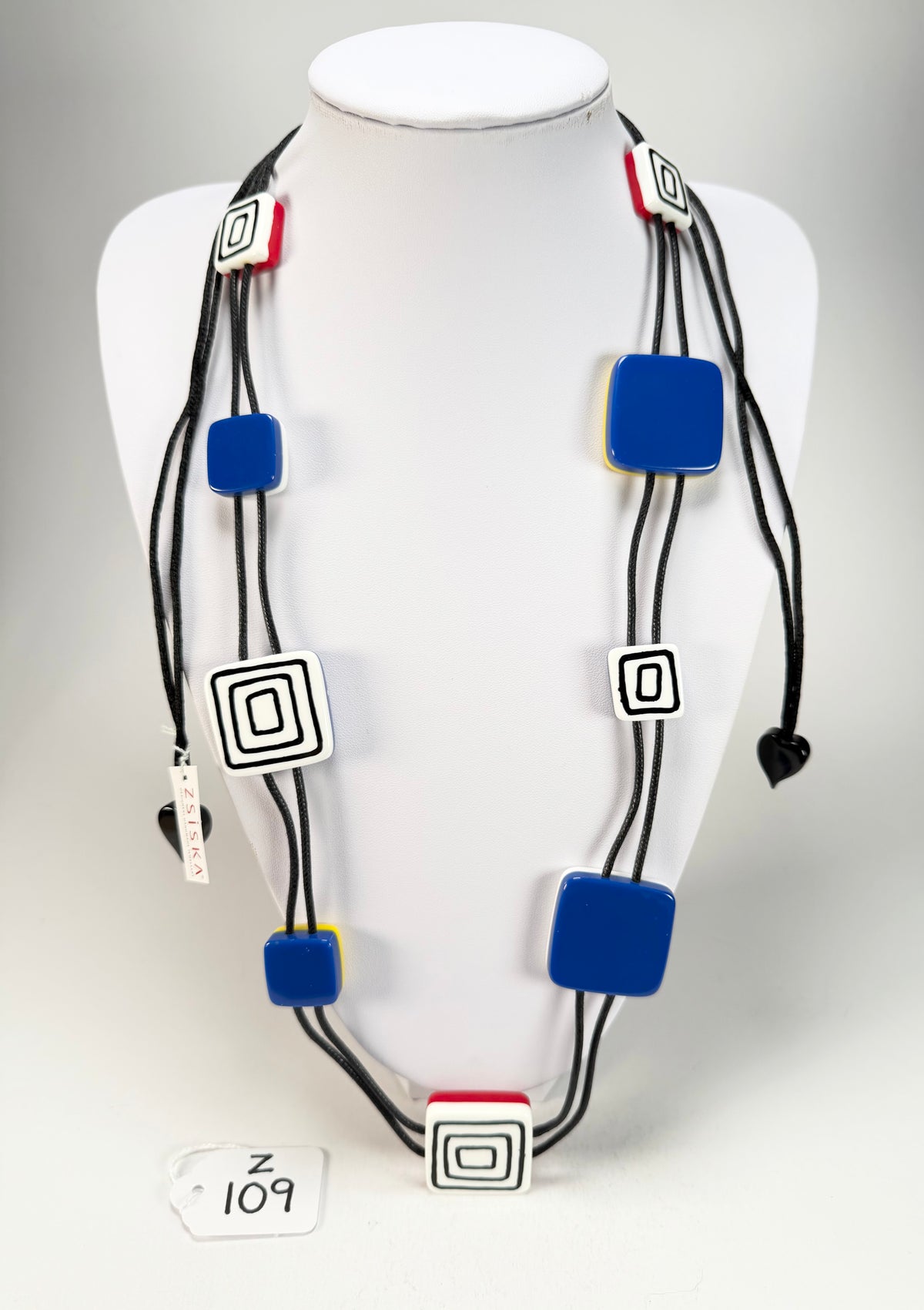 Zsiska - Vertigo Blue 9 Bead Reversible Resin Necklace ( 3440101BLUEQ09 )