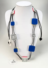 Zsiska - Vertigo Blue 9 Bead Reversible Resin Necklace ( 3440101BLUEQ09 )