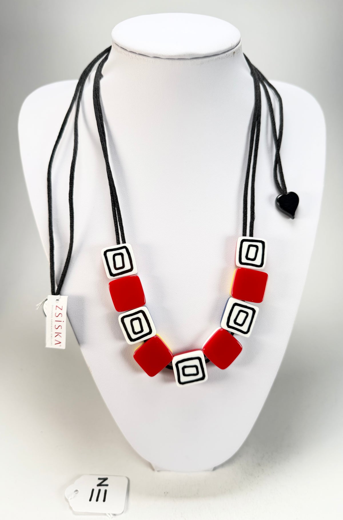 Zsiska - Vertigo Red 9 Bead Reversible Resin Necklace ( 3440102REDDQ09 )