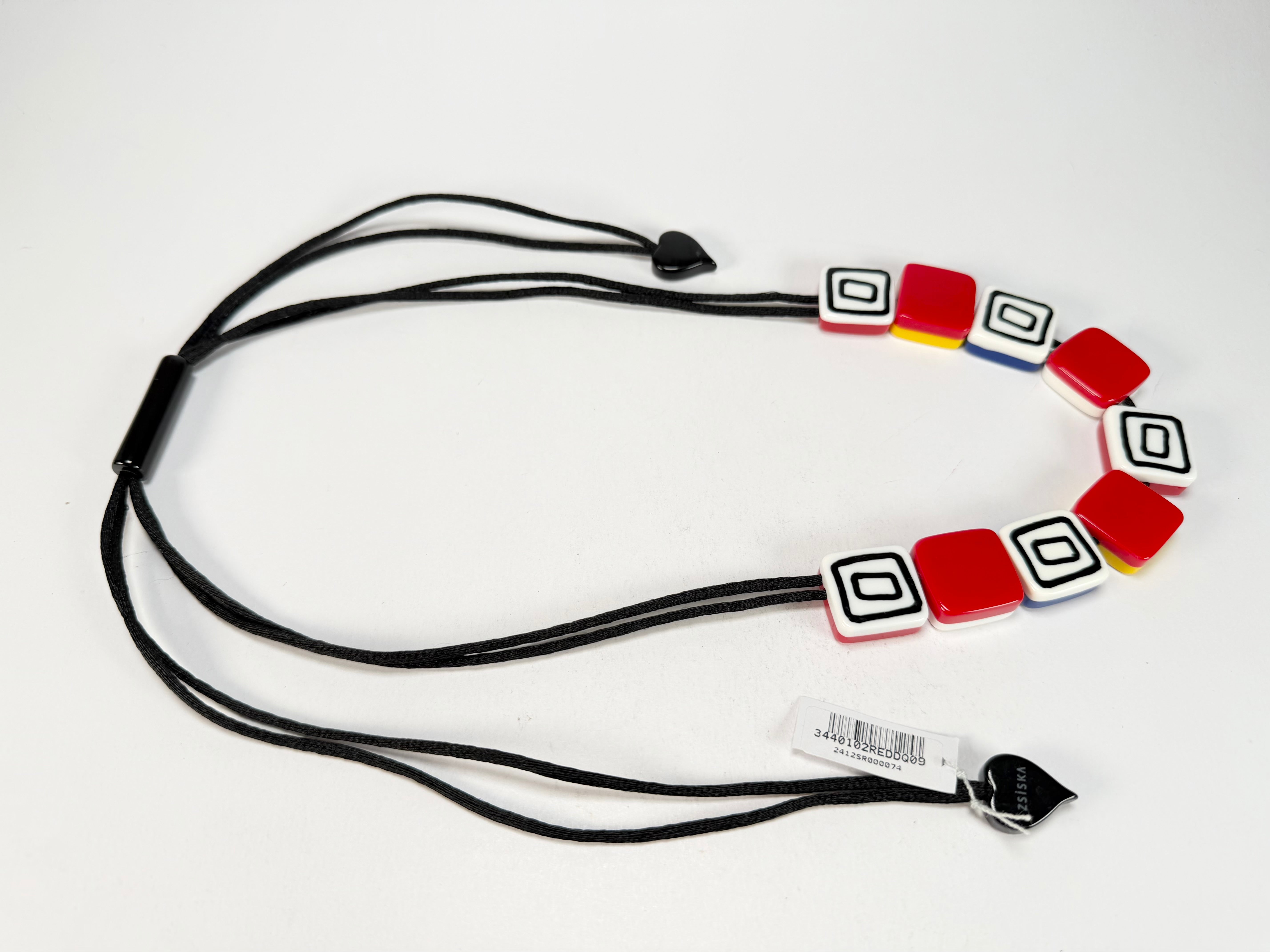 Zsiska - Vertigo Red 9 Bead Reversible Resin Necklace ( 3440102REDDQ09 )