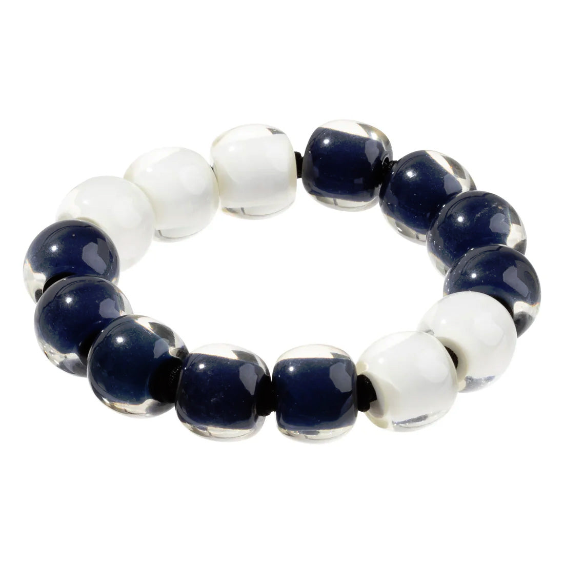Zsiska - Colourful Beads Black & White 13 Small Bead Resin Bracelet ( 40103100958Q13 )
